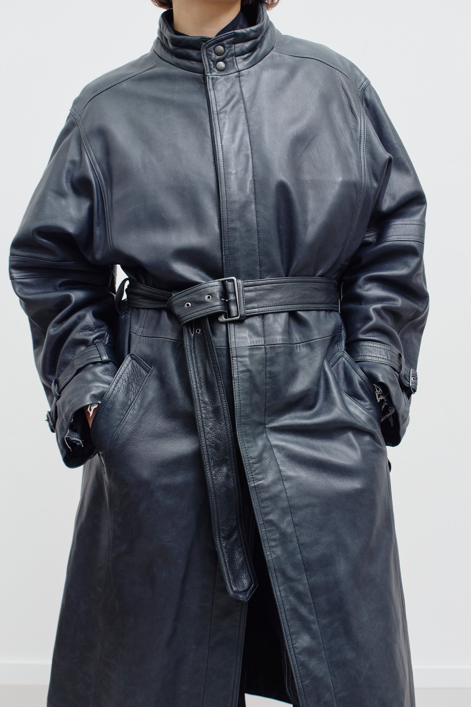 THE LONG LEATHER COAT (S/M) - ENSO Vintage