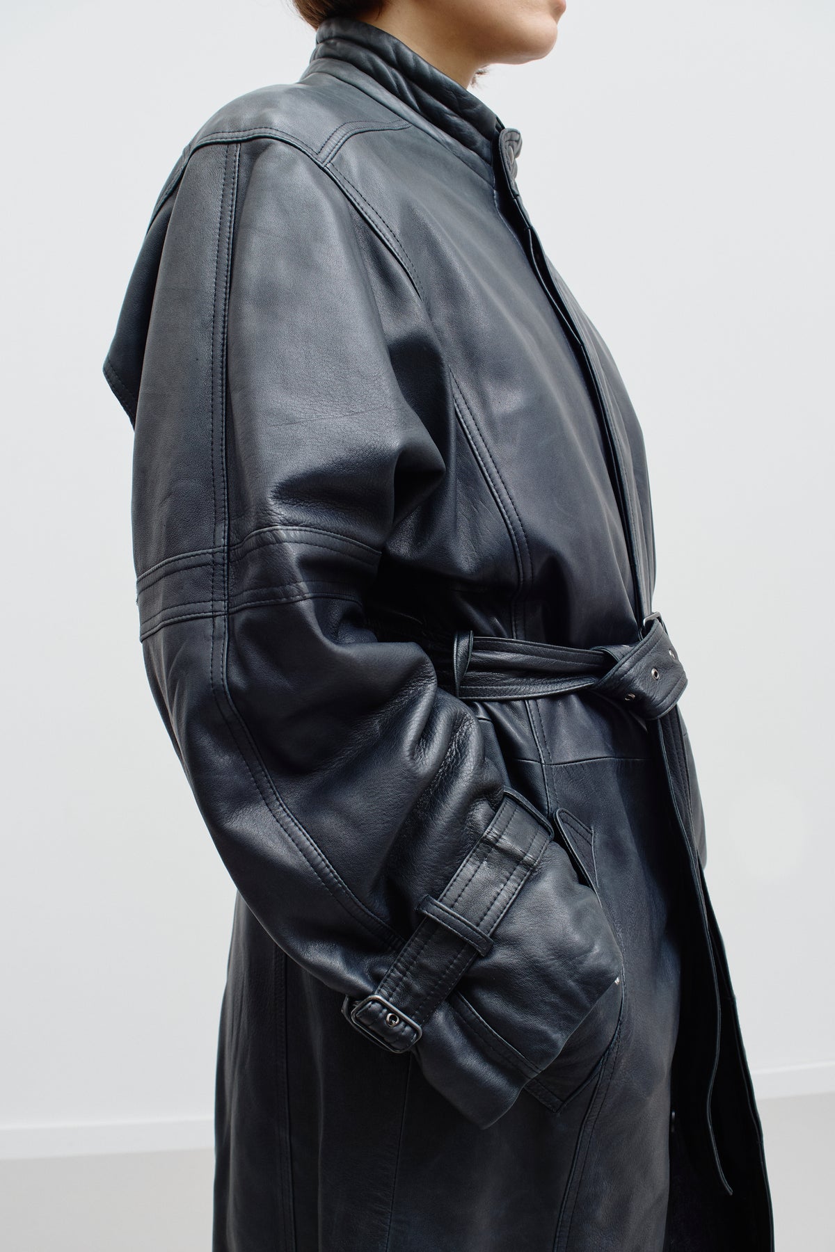 THE LONG LEATHER COAT (S/M) - ENSO Vintage