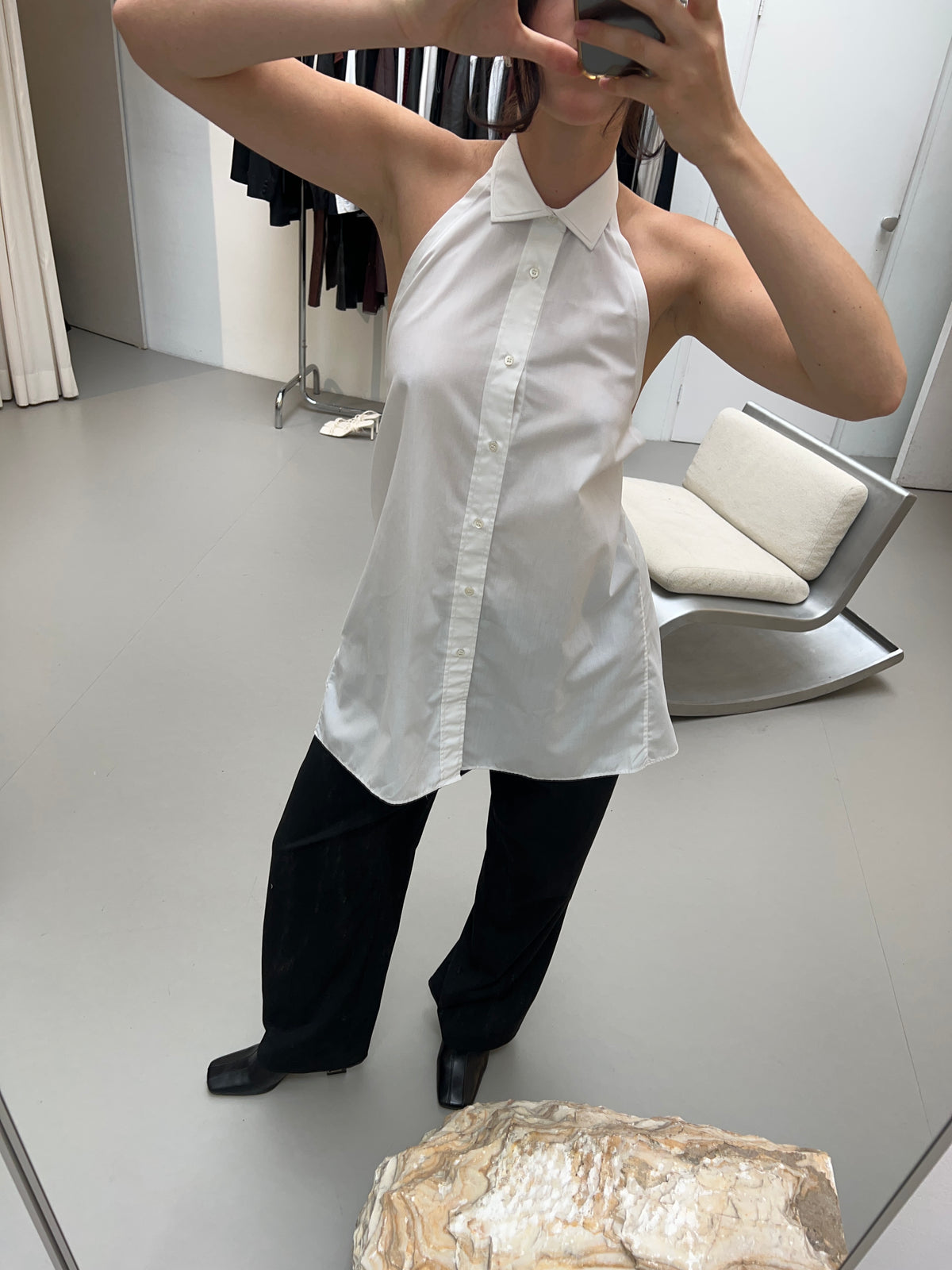 UPCYCLED SHIRT TOP WHITE (ONE)