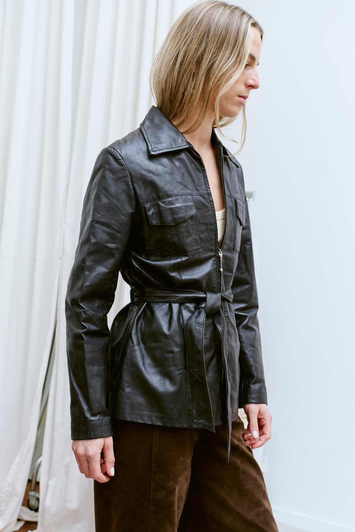 THE BELTED LEATHER FIELD JACKET (S/M) - ENSO Vintage