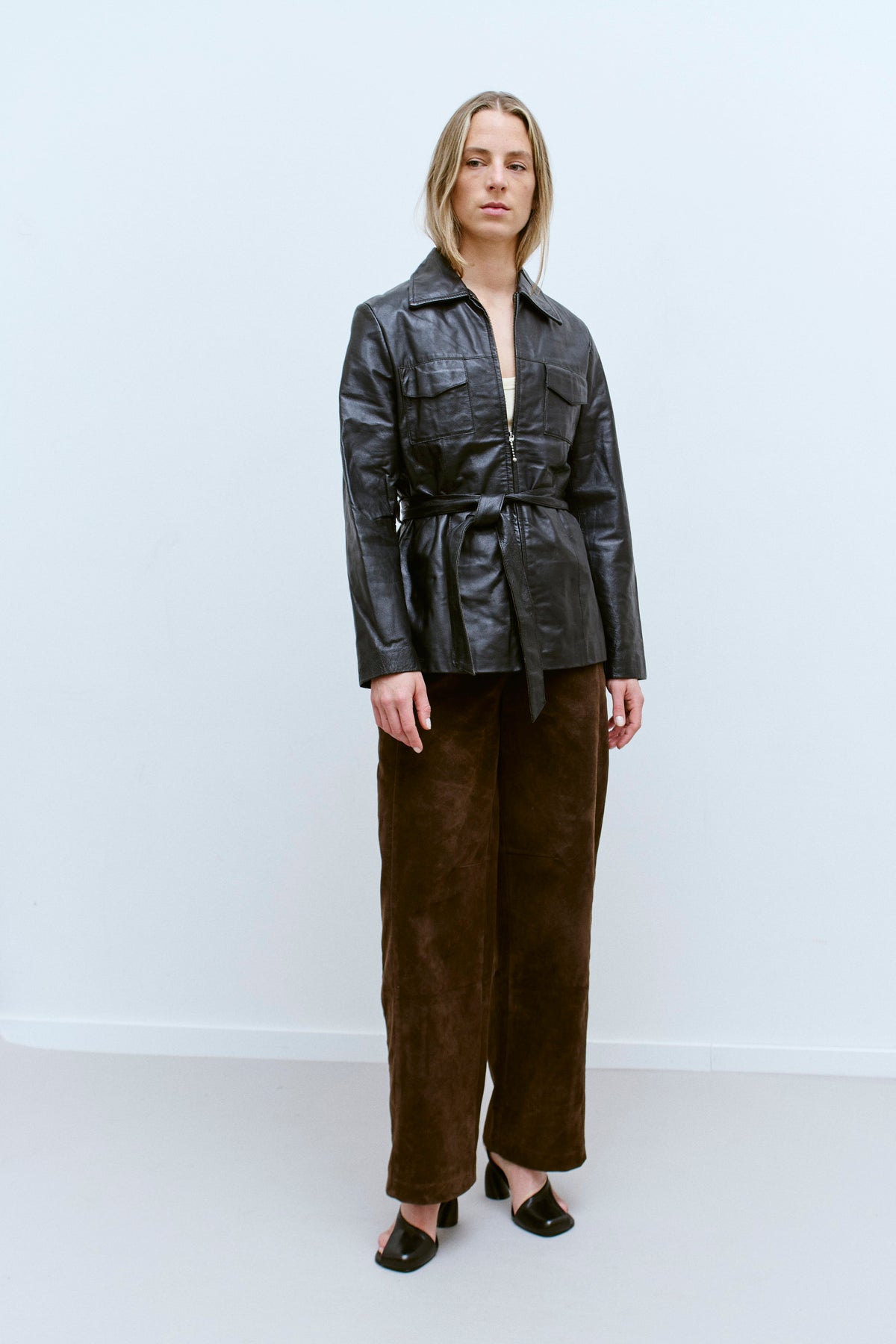 THE BELTED LEATHER FIELD JACKET (S/M) - ENSO Vintage