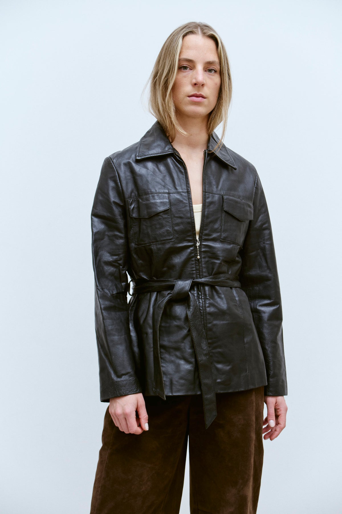 THE BELTED LEATHER FIELD JACKET (S/M) - ENSO Vintage