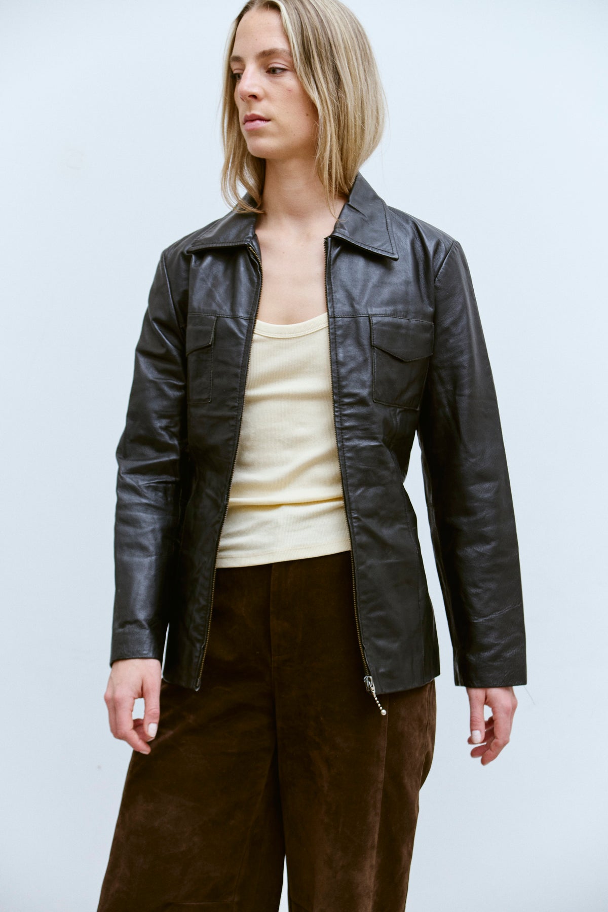 THE BELTED LEATHER FIELD JACKET (S/M) - ENSO Vintage