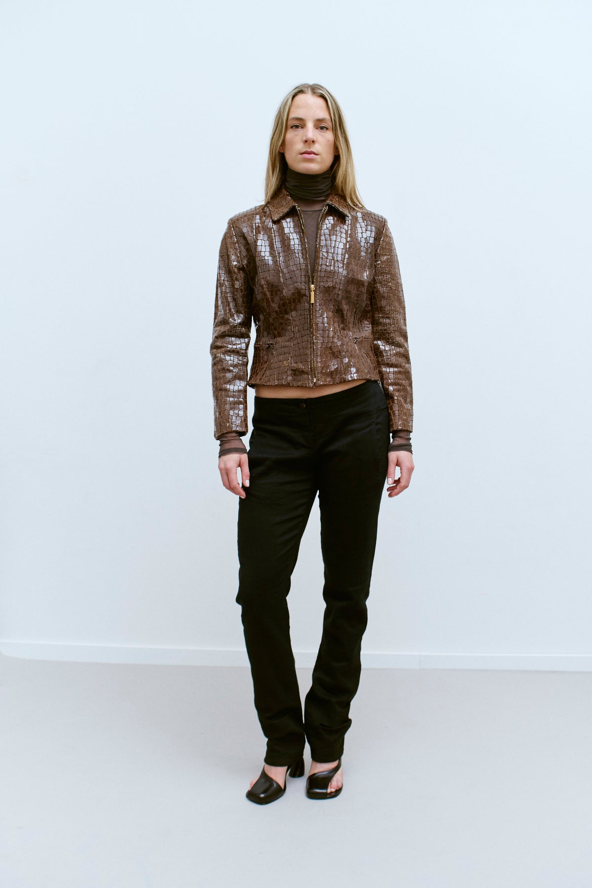 THE CROC EMBOSSED LEATHER JACKET (S/M) - ENSO Vintage