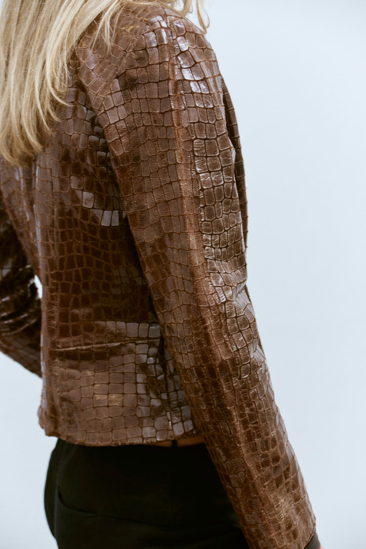 THE CROC EMBOSSED LEATHER JACKET (S/M) - ENSO Vintage
