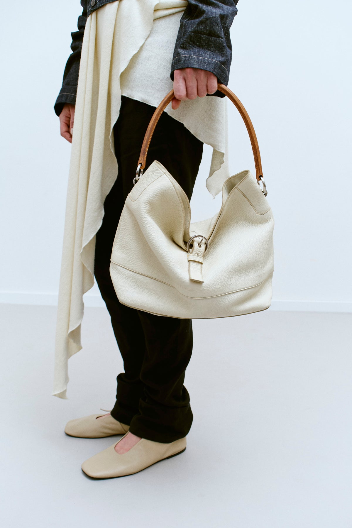 JIL SANDER PEBBLED LEATHER HOBO - ENSO Vintage