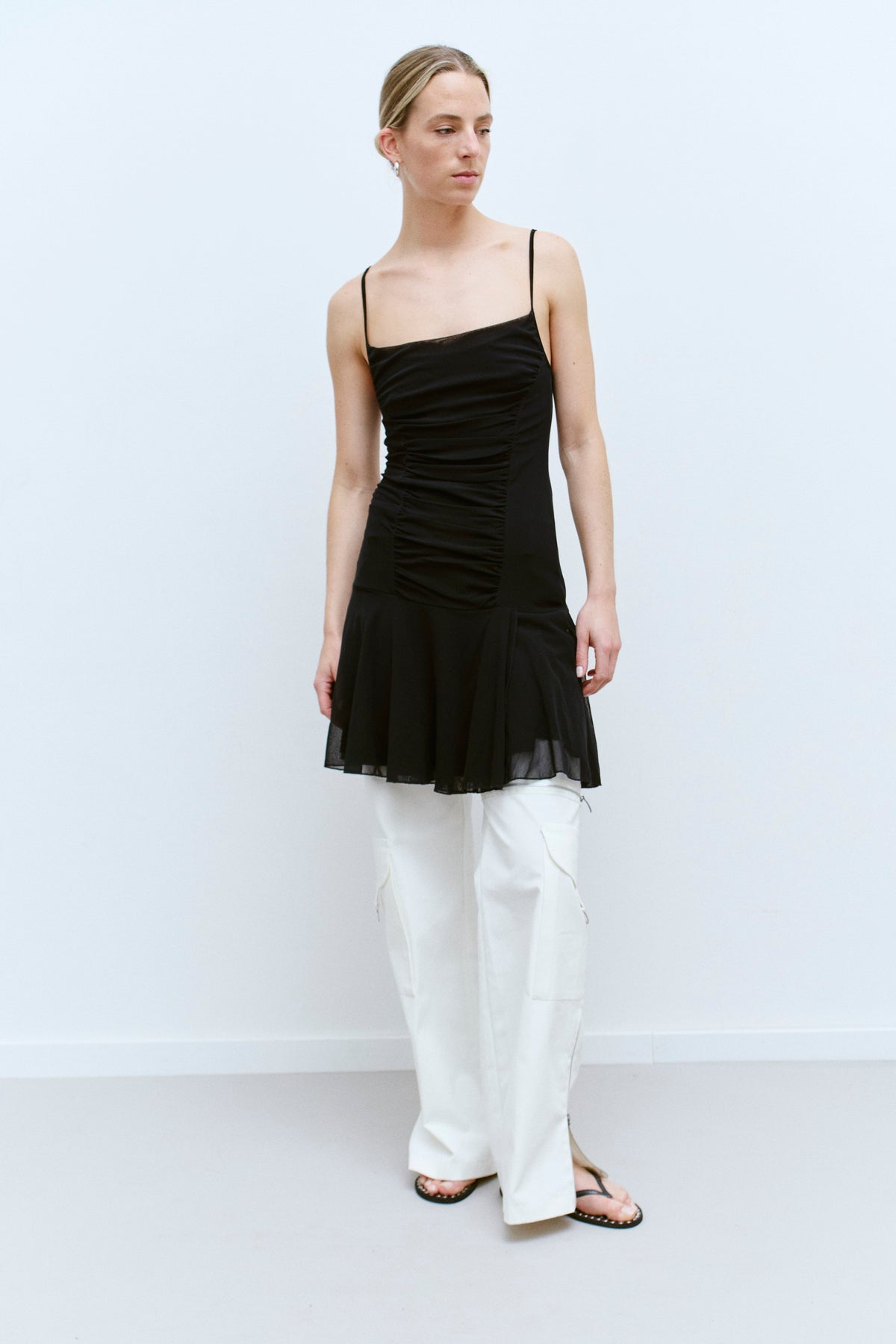 THE RUCHED CHIFFON MINI DRESS (XS/S) - ENSO Vintage