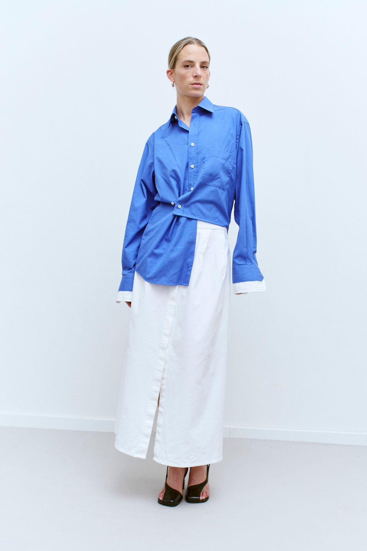 UPCYCLED DOUBLE WRAP SHIRT - COBALT BLUE (M/L) - ENSO Vintage