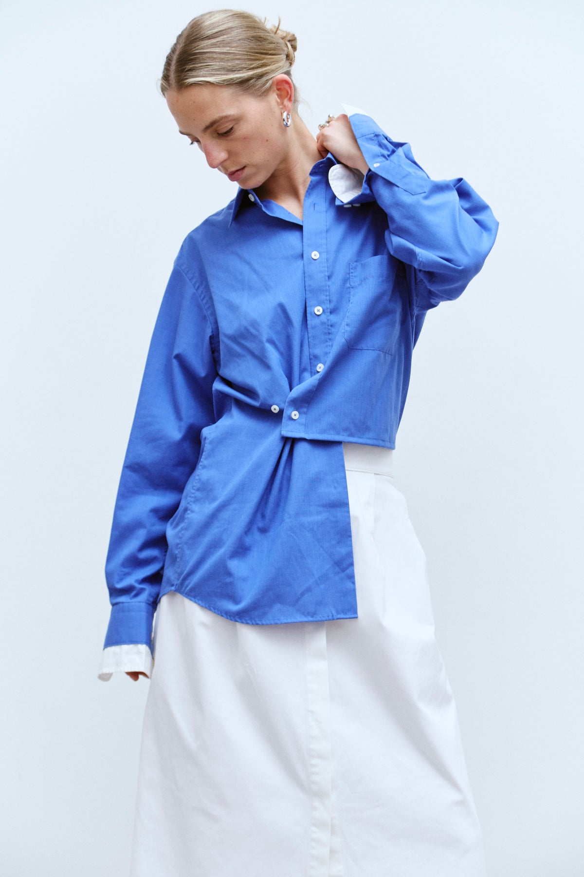 UPCYCLED DOUBLE WRAP SHIRT - COBALT BLUE (M/L) - ENSO Vintage