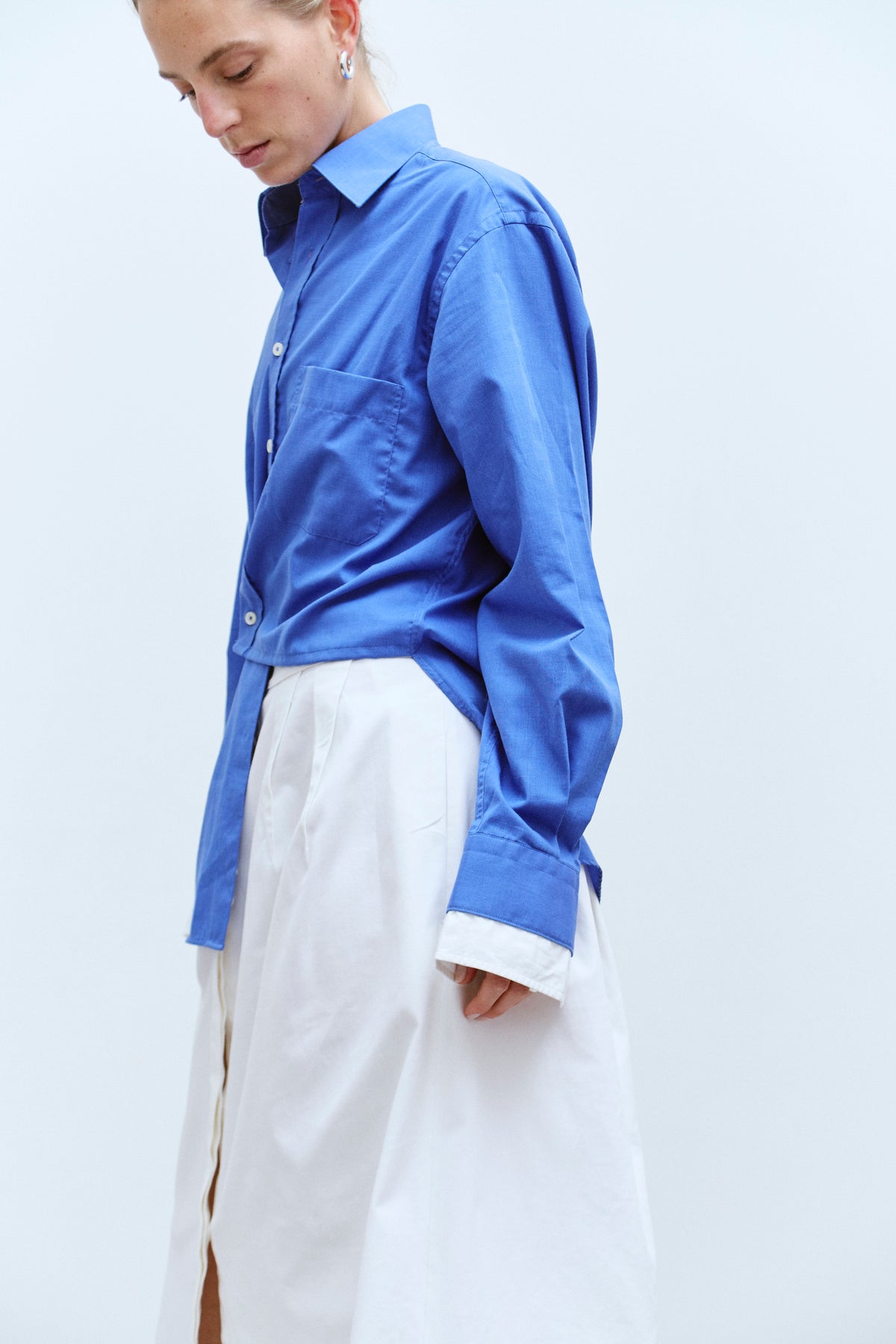 UPCYCLED DOUBLE WRAP SHIRT - COBALT BLUE (M/L) - ENSO Vintage