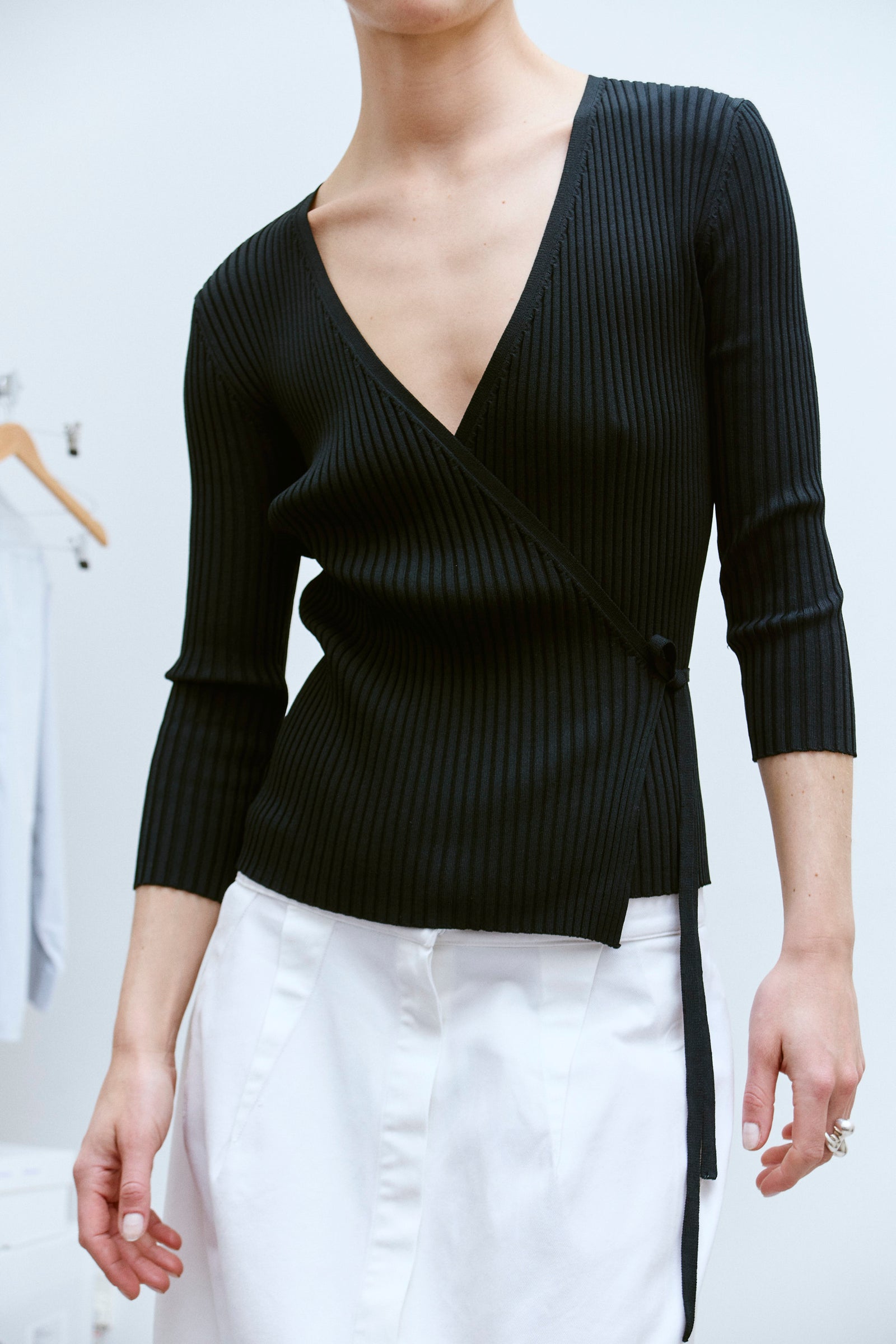 THE BLACK RIB WRAP KNIT (M/L) - ENSO Vintage