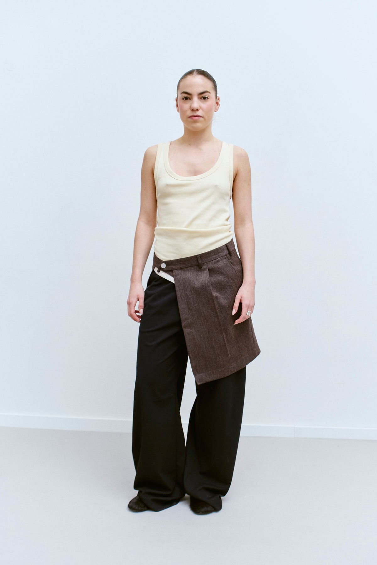 UPCYCLED MINI OVERSKIRT - BROWN (S/M) - ENSO Vintage