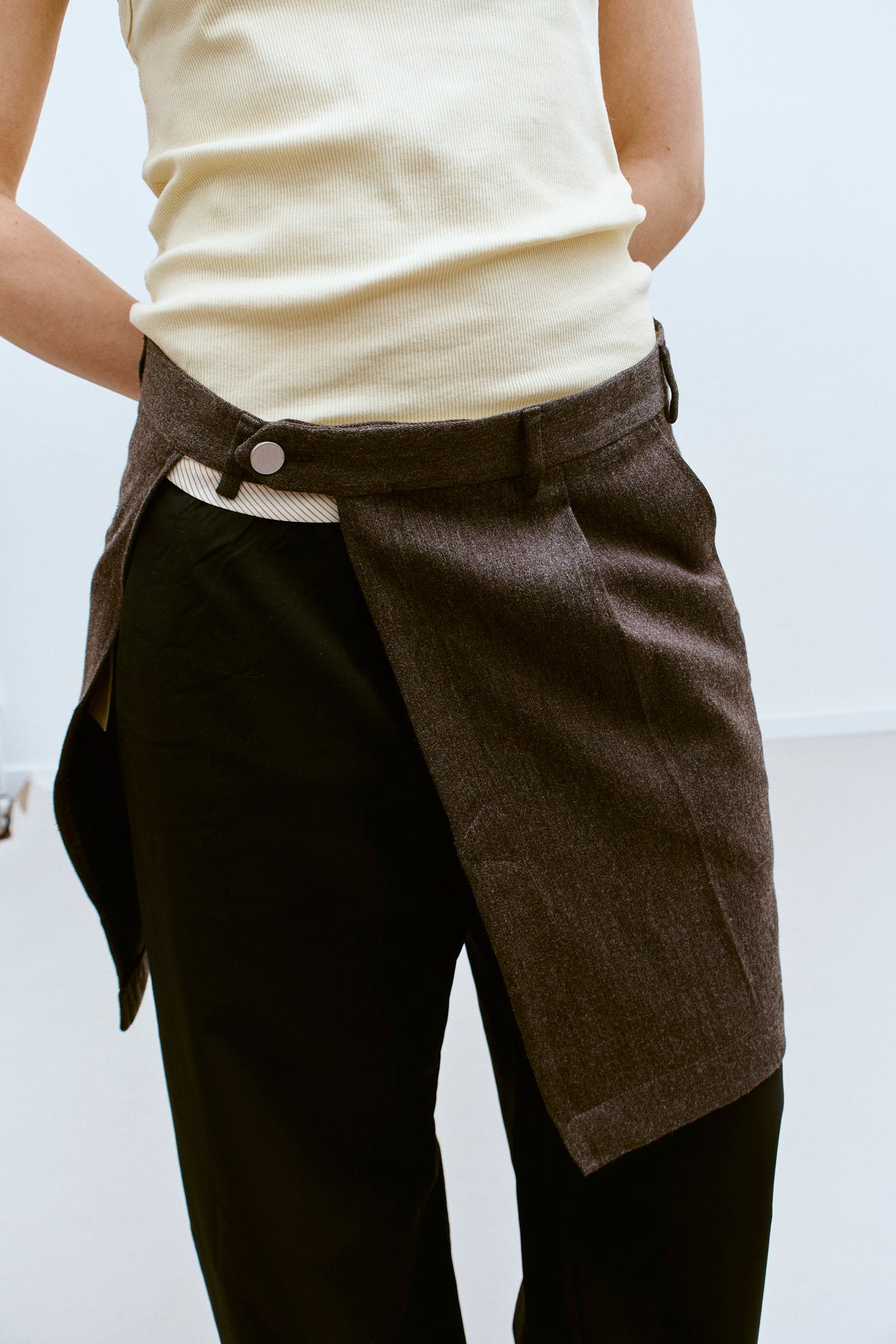 UPCYCLED MINI OVERSKIRT - BROWN (S/M) - ENSO Vintage