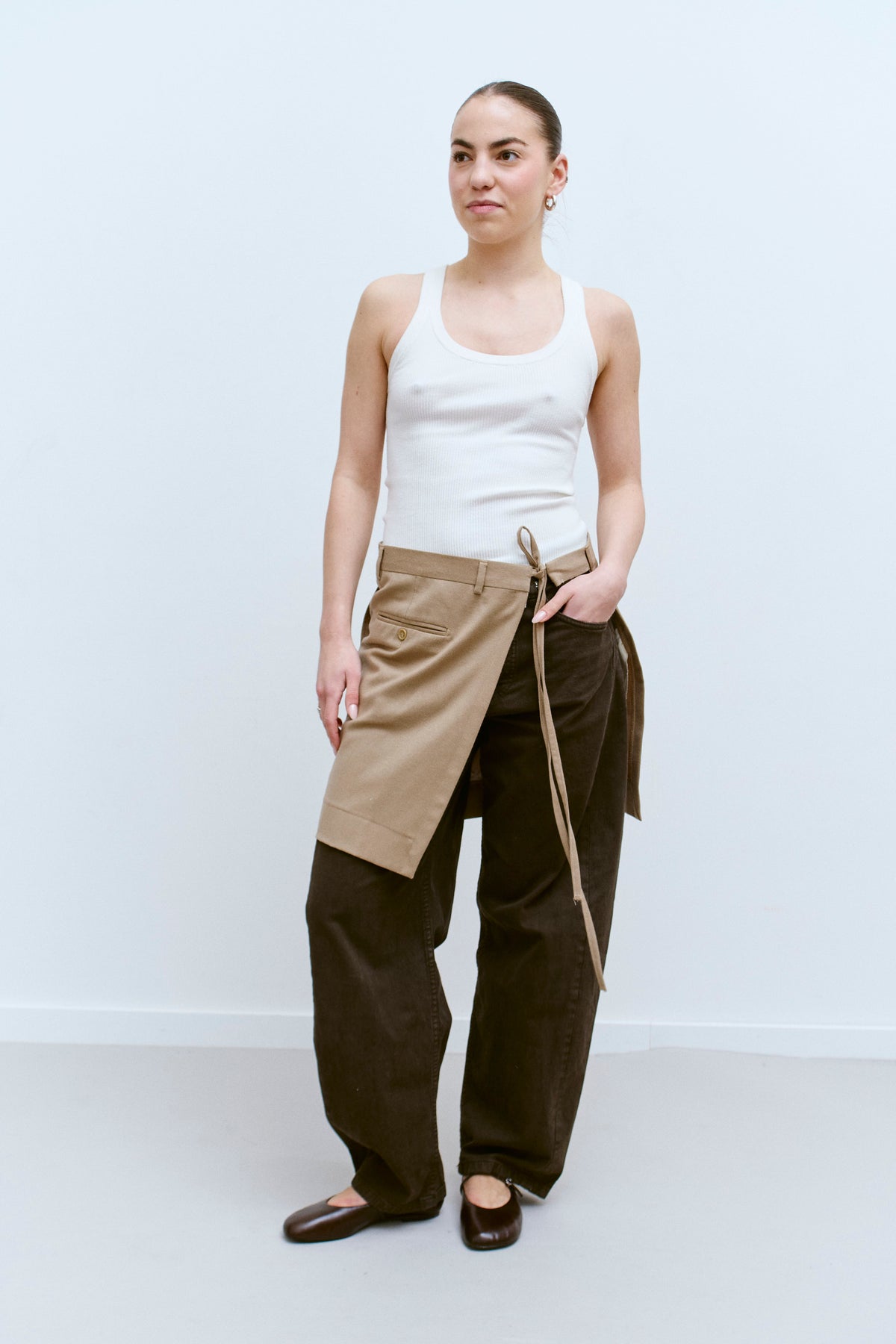 UPCYCLED MINI OVERSKIRT - CAMEL (XS/S) - ENSO Vintage