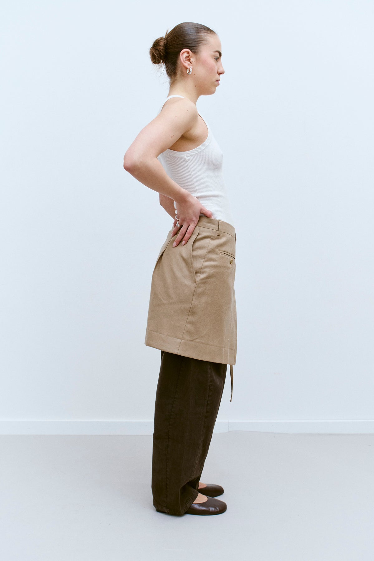 UPCYCLED MINI OVERSKIRT - CAMEL (XS/S) - ENSO Vintage
