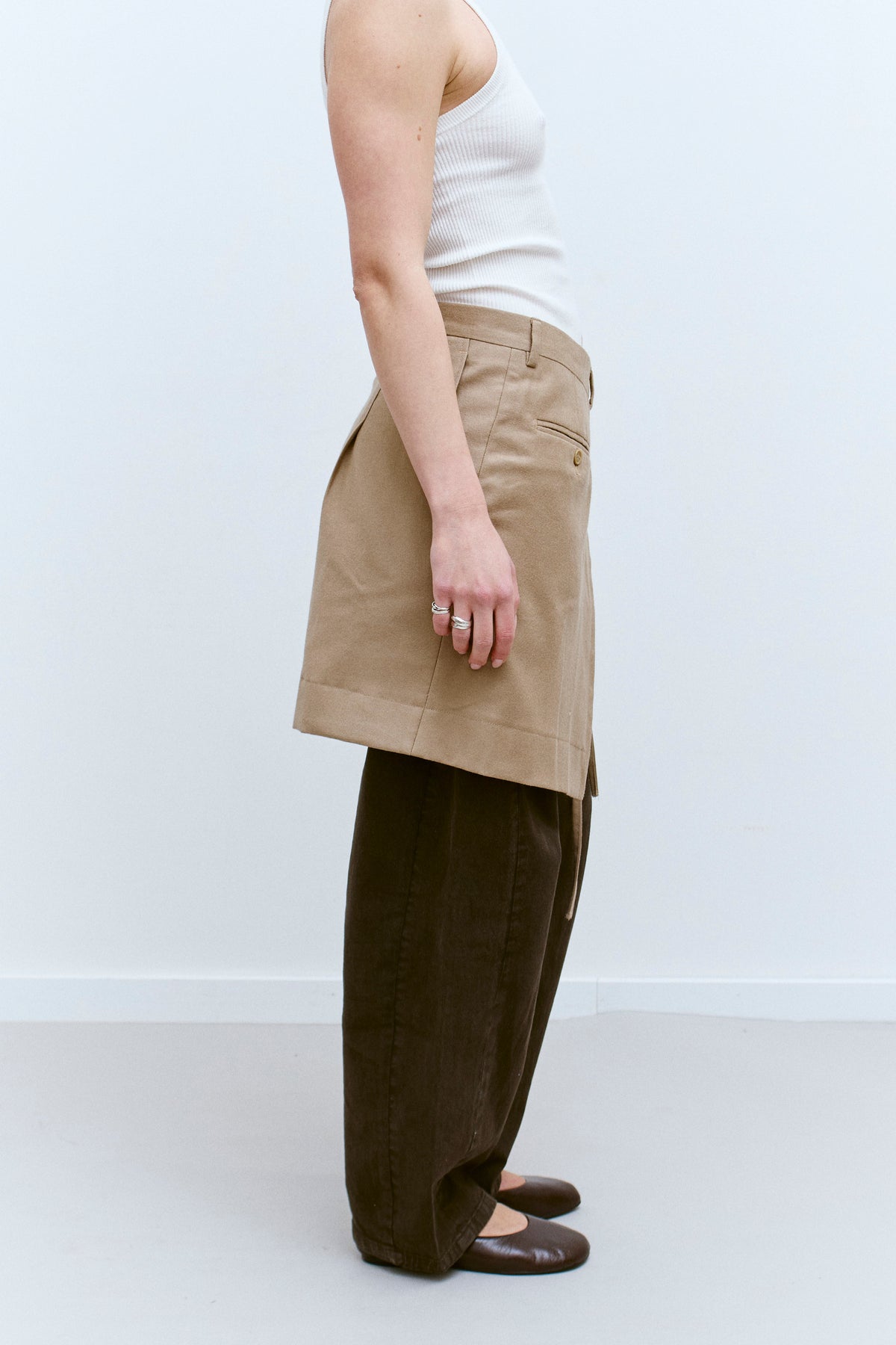 UPCYCLED MINI OVERSKIRT - CAMEL (XS/S) - ENSO Vintage