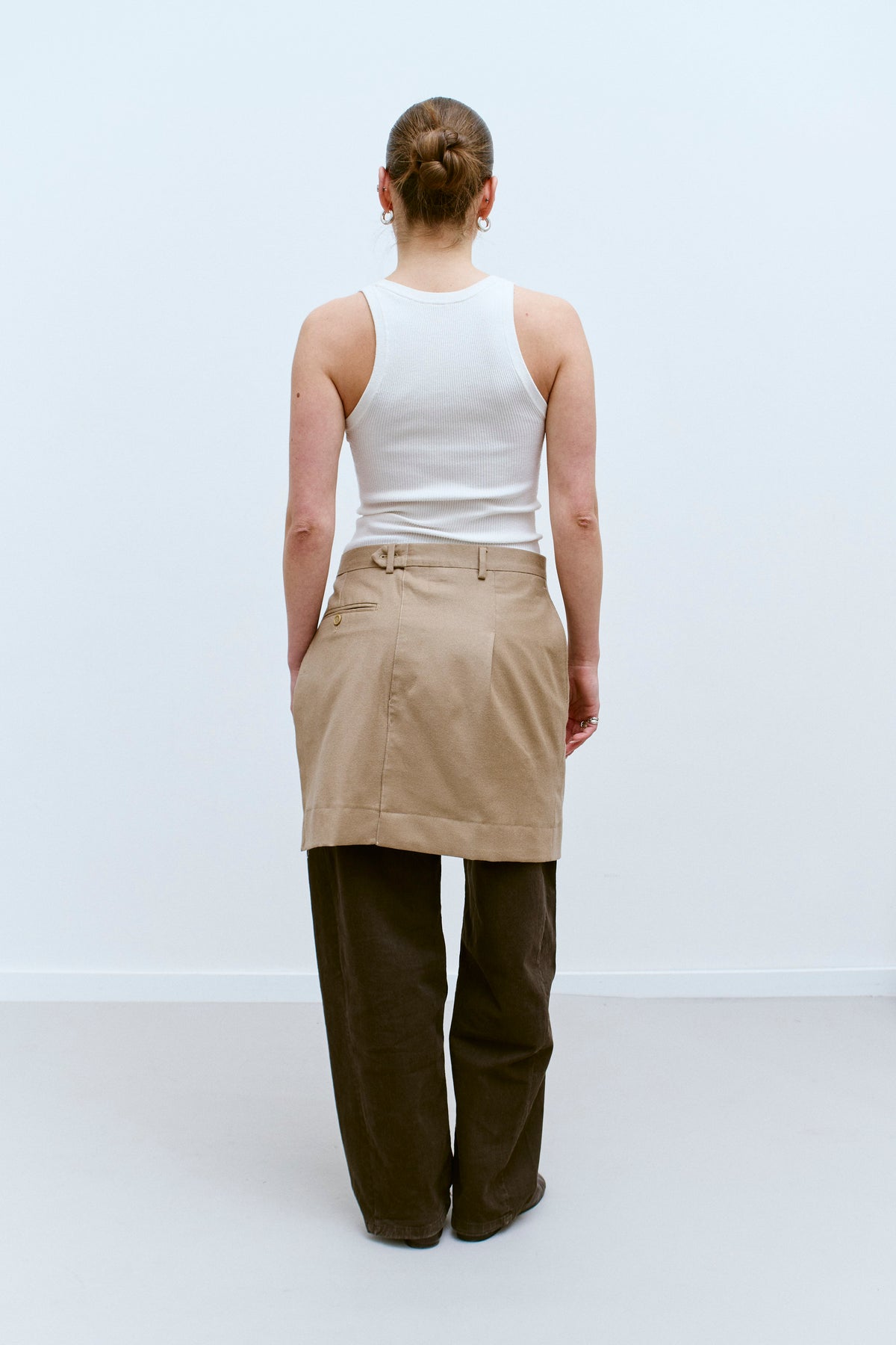 UPCYCLED MINI OVERSKIRT - CAMEL (XS/S) - ENSO Vintage