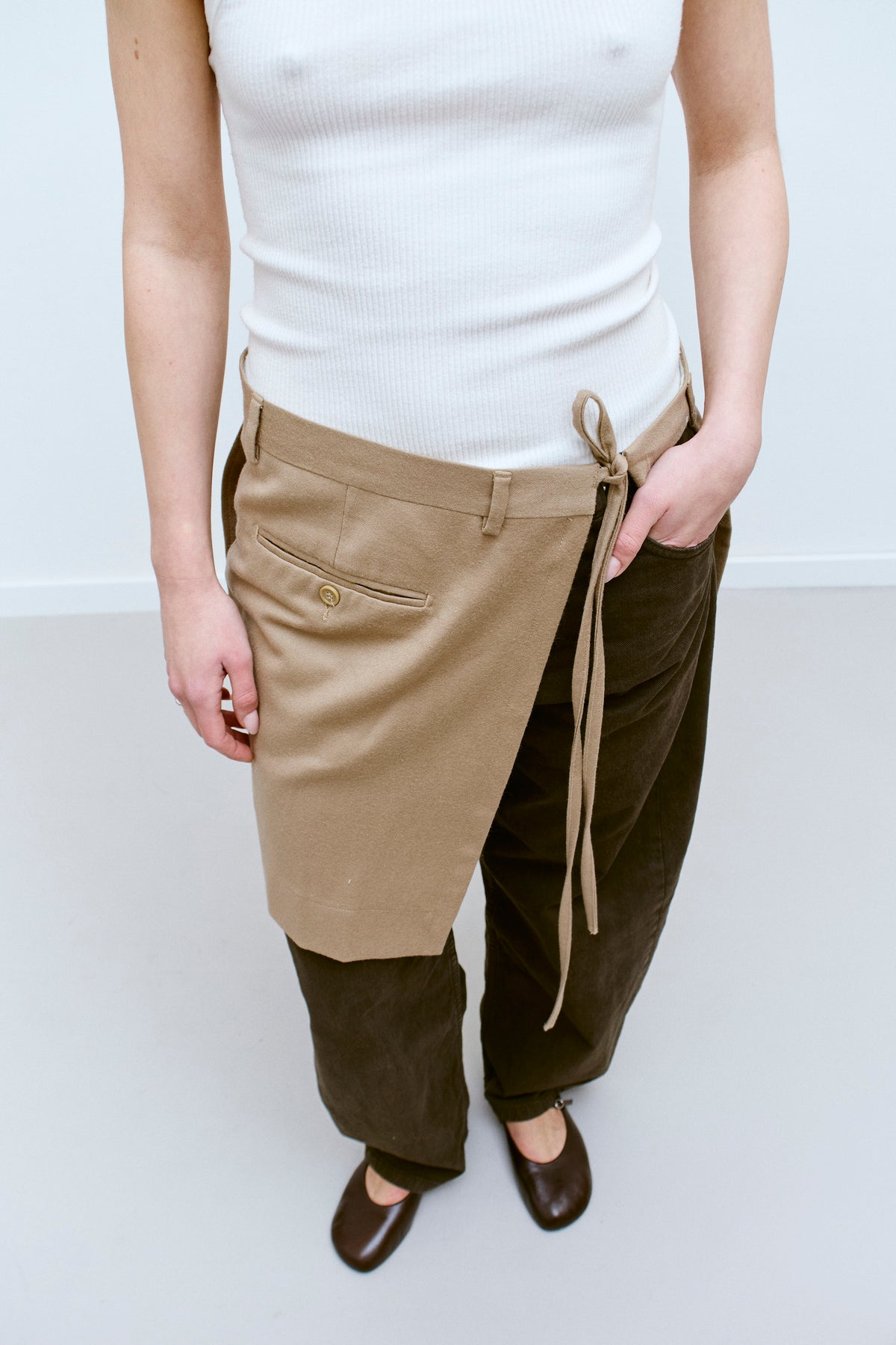 UPCYCLED MINI OVERSKIRT - CAMEL (XS/S) - ENSO Vintage