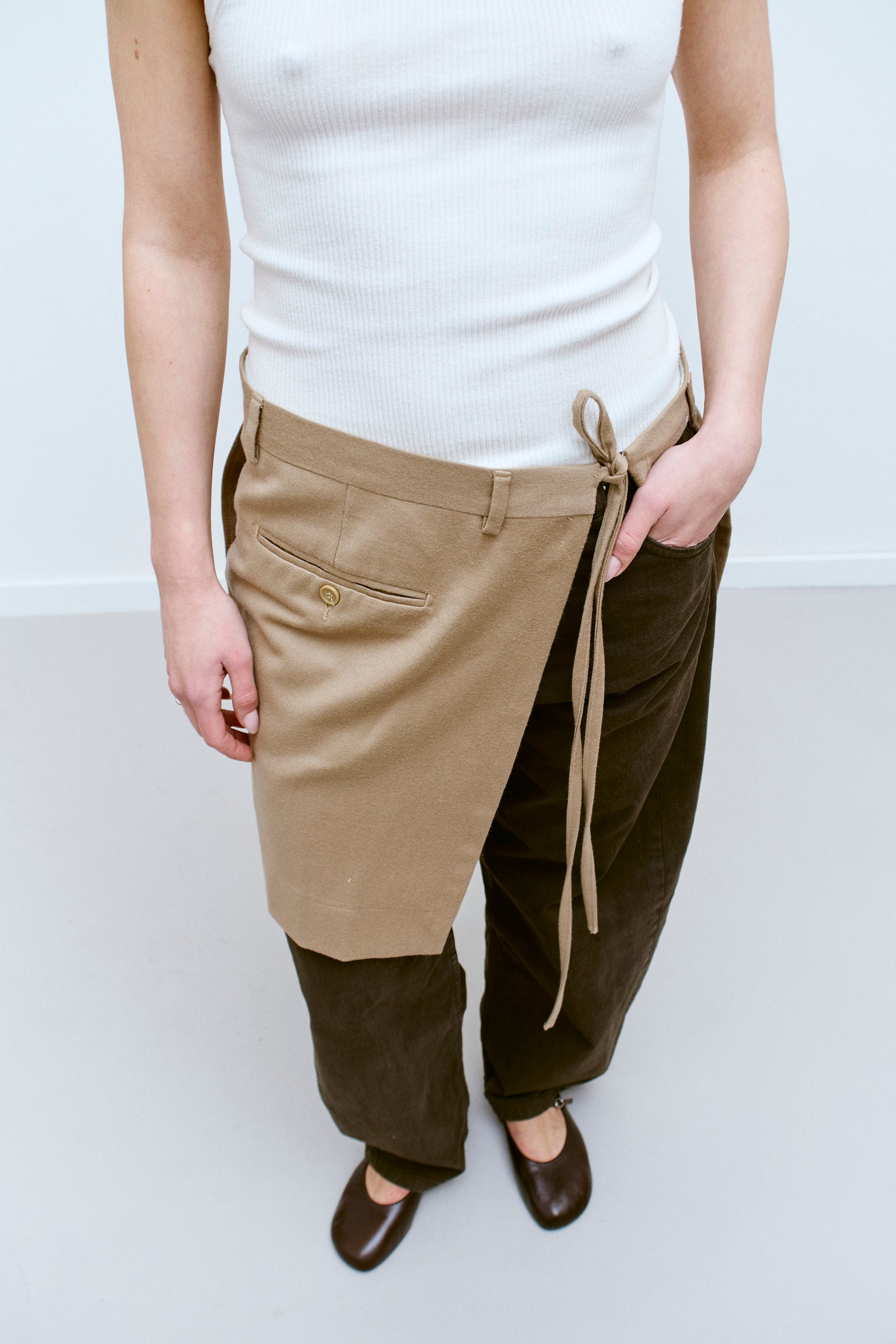 UPCYCLED MINI OVERSKIRT - CAMEL (XS/S) - ENSO Vintage