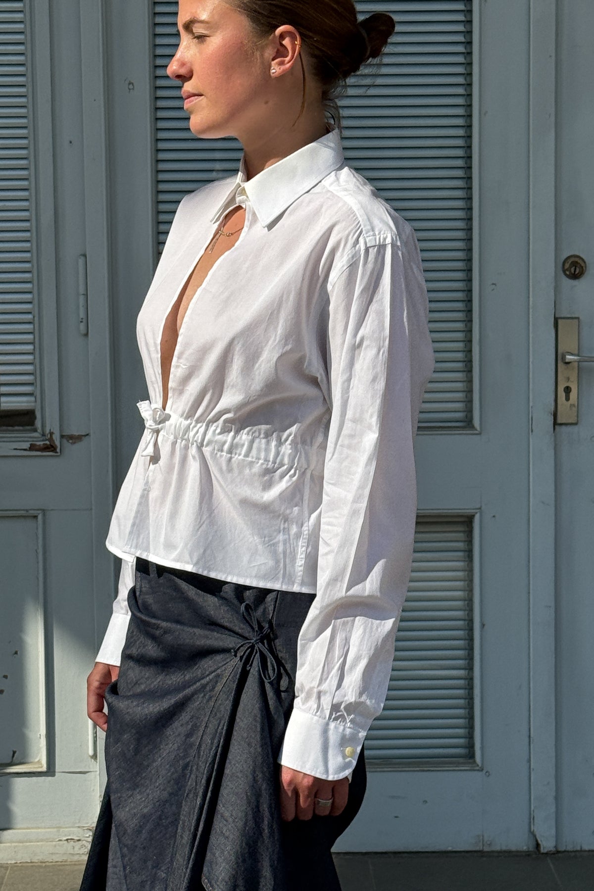 UPCYCLED SMOCK SHIRT WHITE (S/M)