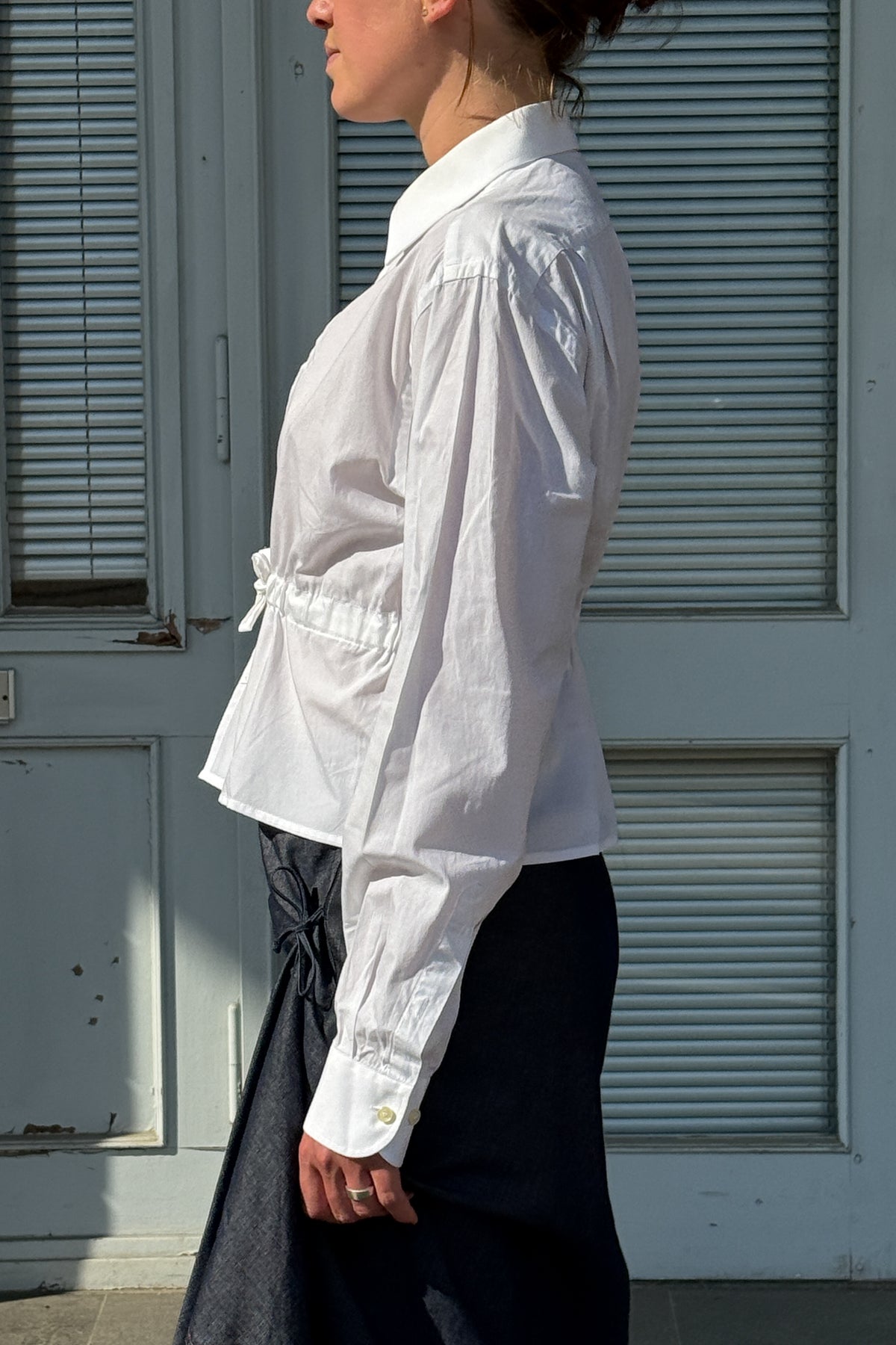 UPCYCLED SMOCK SHIRT WHITE (S/M)