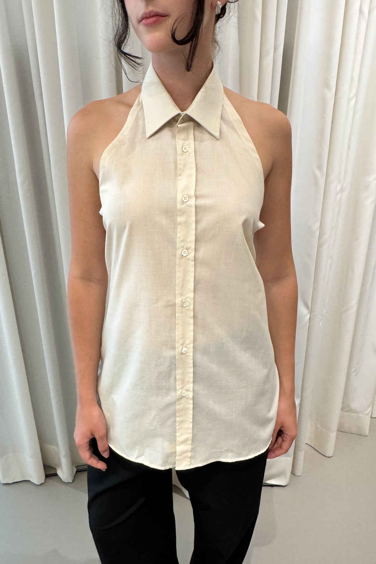 UPCYCLED SHIRT TOP CREAM (ONE)