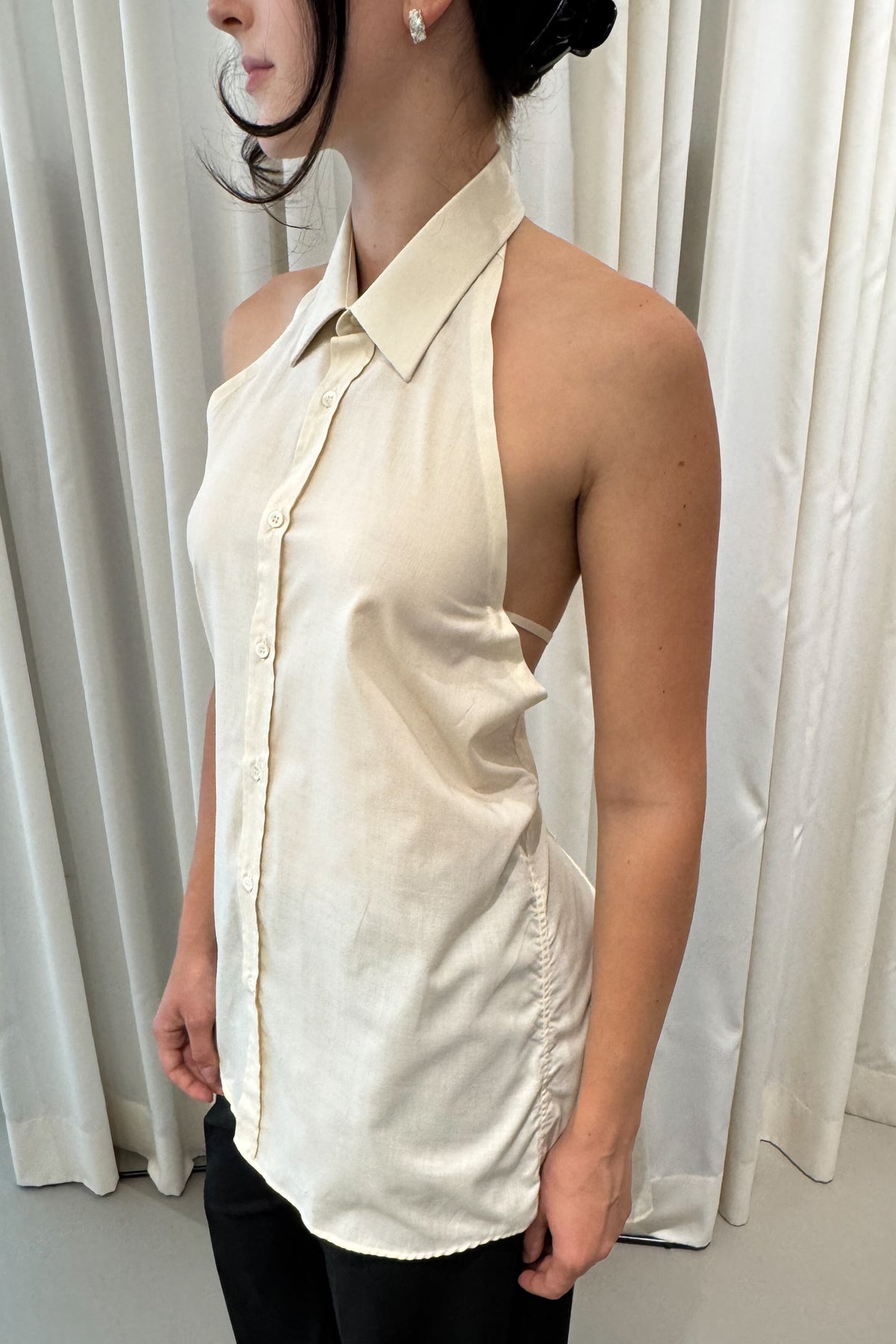 UPCYCLED SHIRT TOP CREAM (ONE)