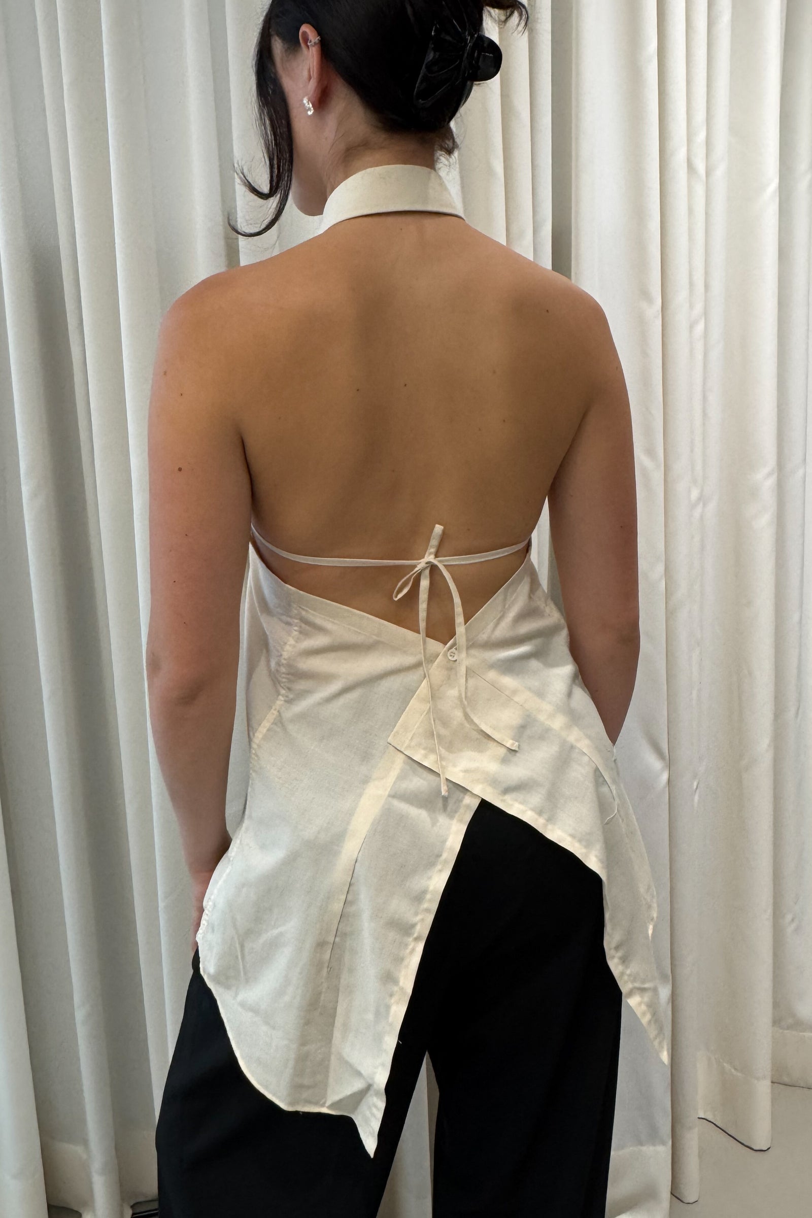 UPCYCLED SHIRT TOP CREAM (ONE)