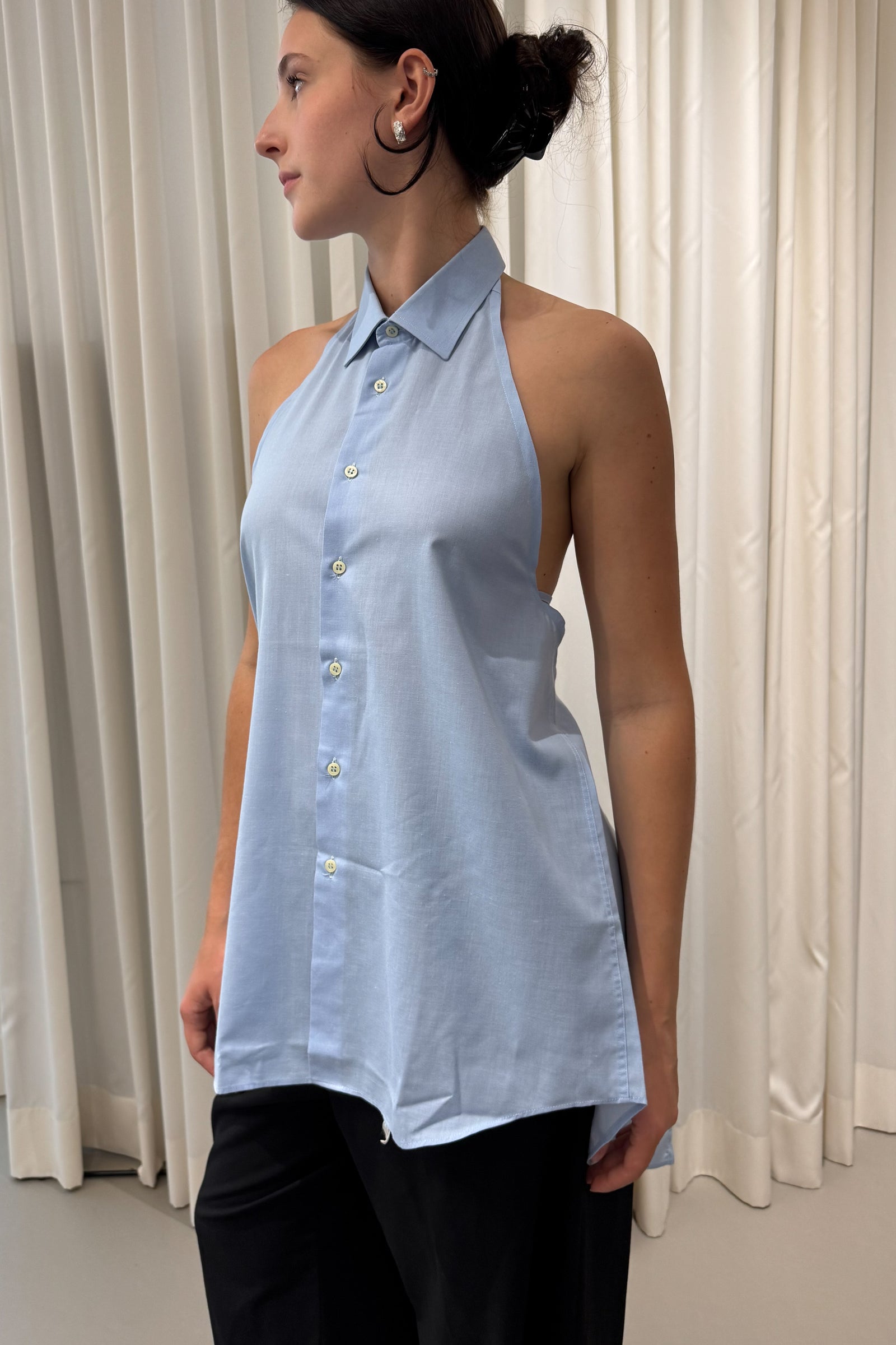 UPCYCLED SHIRT TOP BLUE (ONE)