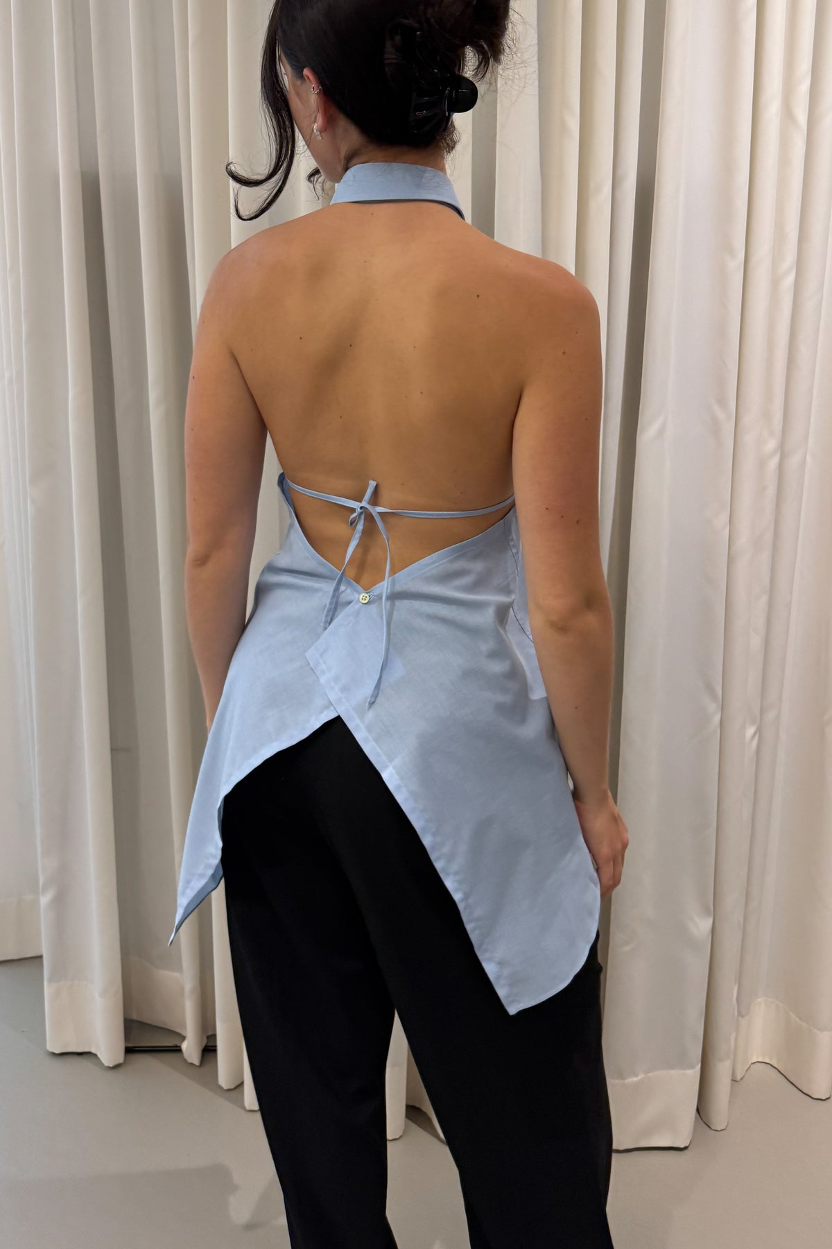 UPCYCLED SHIRT TOP BLUE (ONE)