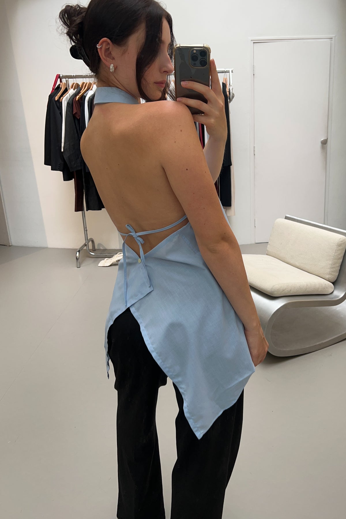 UPCYCLED SHIRT TOP BLUE (ONE)