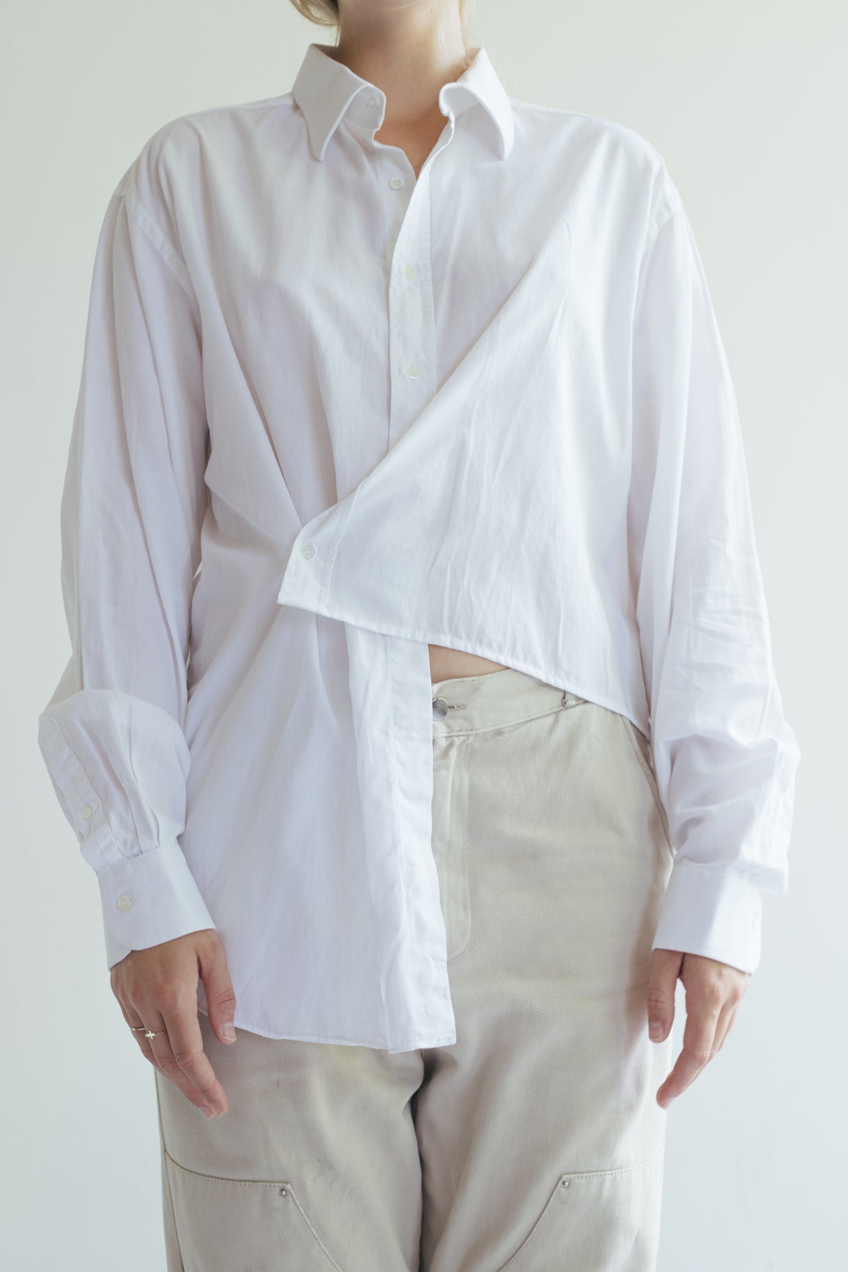 UPCYCLED WRAP SHIRT WHITE (M/L)