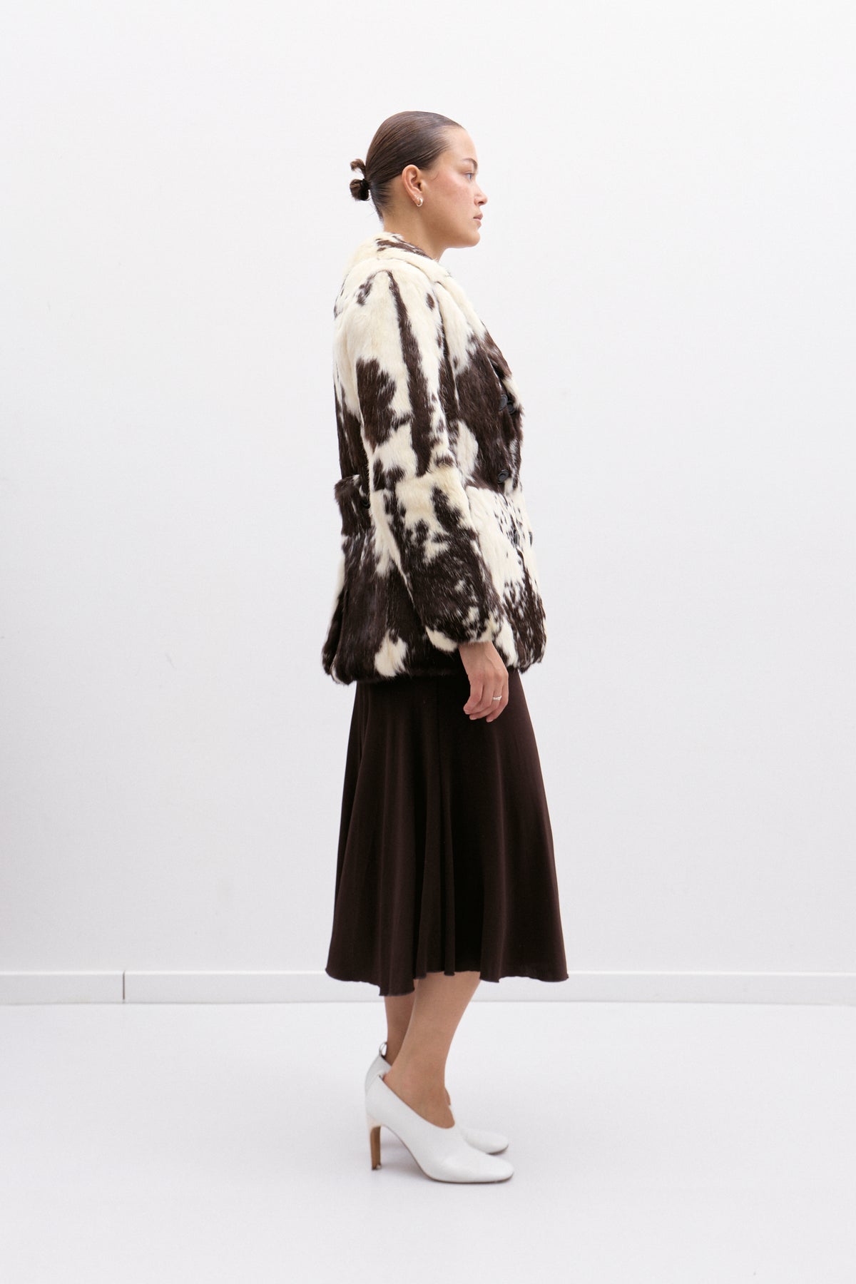 THE BROWN &amp; CREAM FUR JACKET (S/M) - ENSO Vintage
