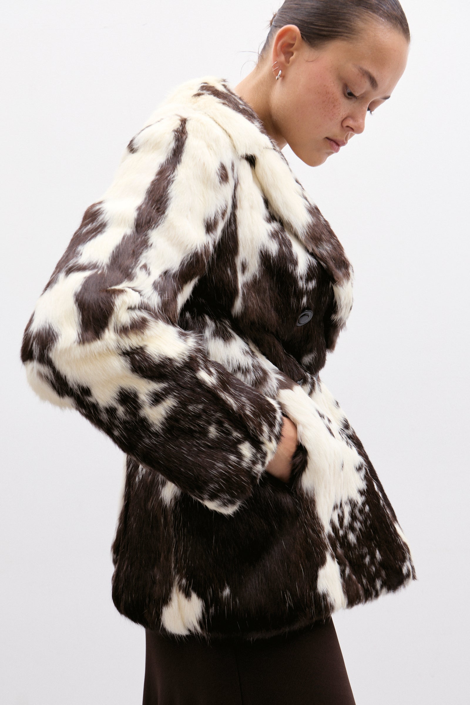 THE BROWN & CREAM FUR JACKET (S/M) - ENSO Vintage