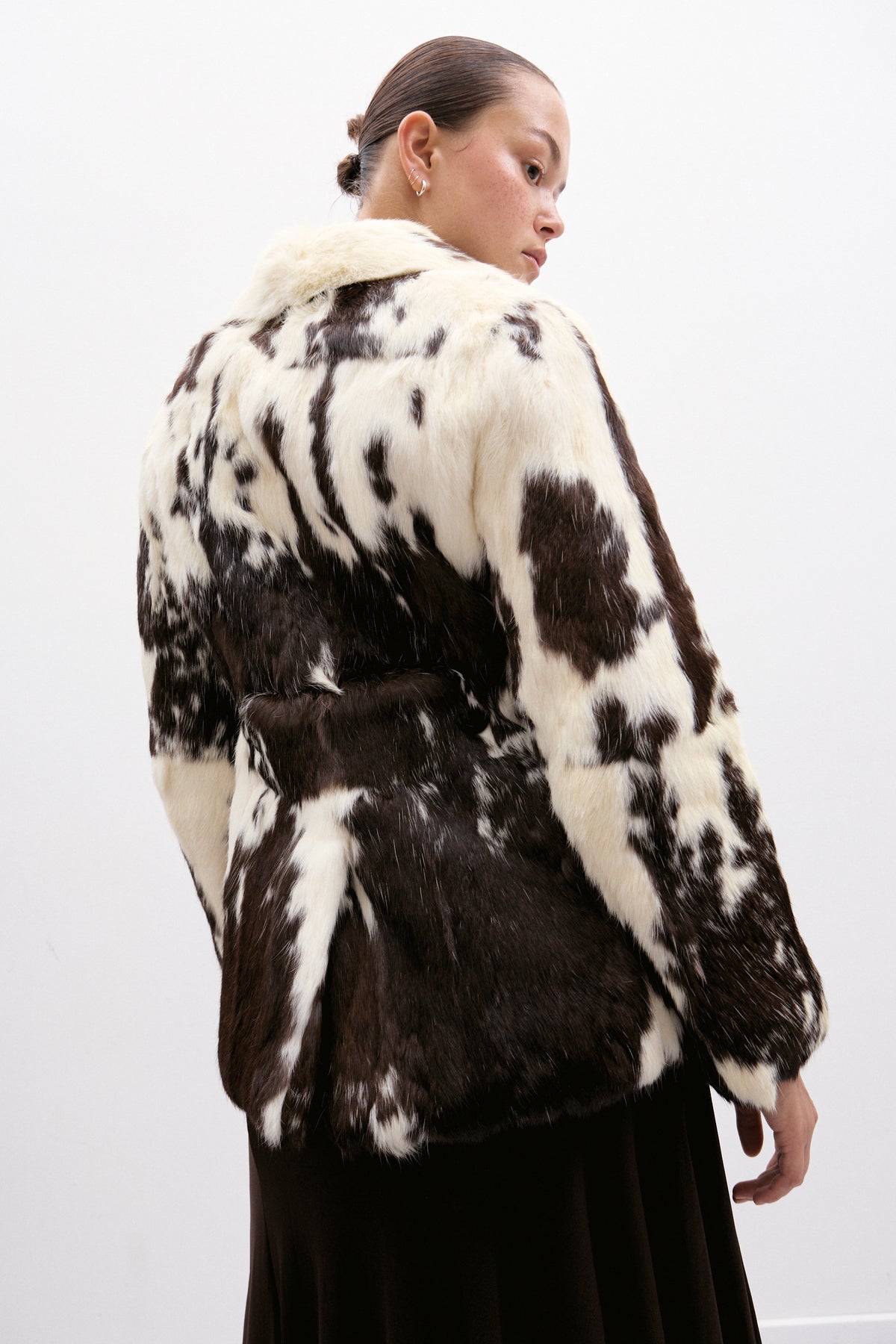 THE BROWN &amp; CREAM FUR JACKET (S/M) - ENSO Vintage