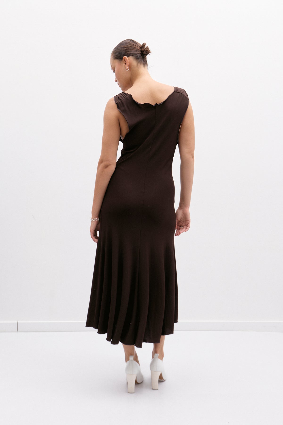THE BROWN DRAPED DRESS (S/M) - ENSO Vintage