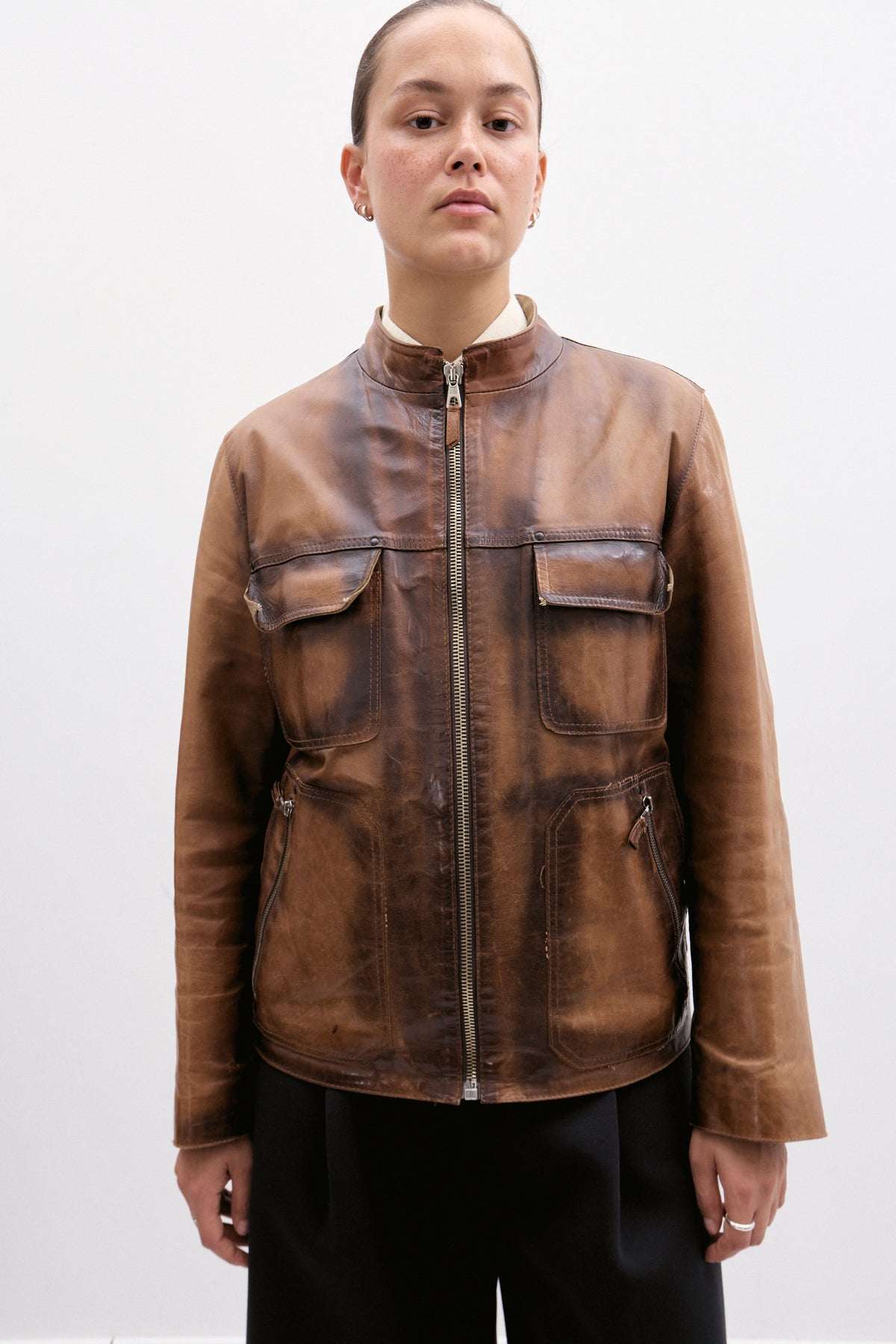 THE DISTRESSED LEATHER JACKET (S/M) - ENSO Vintage
