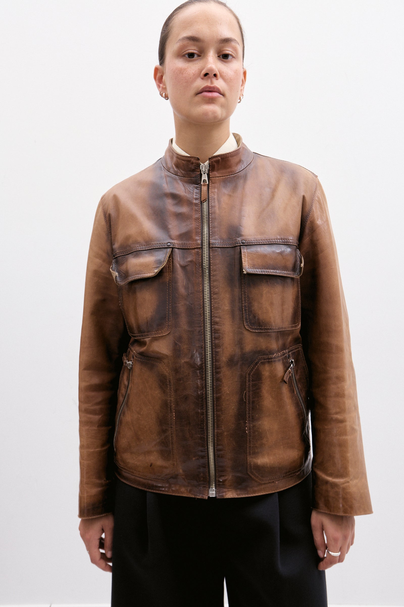 THE DISTRESSED LEATHER JACKET (S/M) - ENSO Vintage