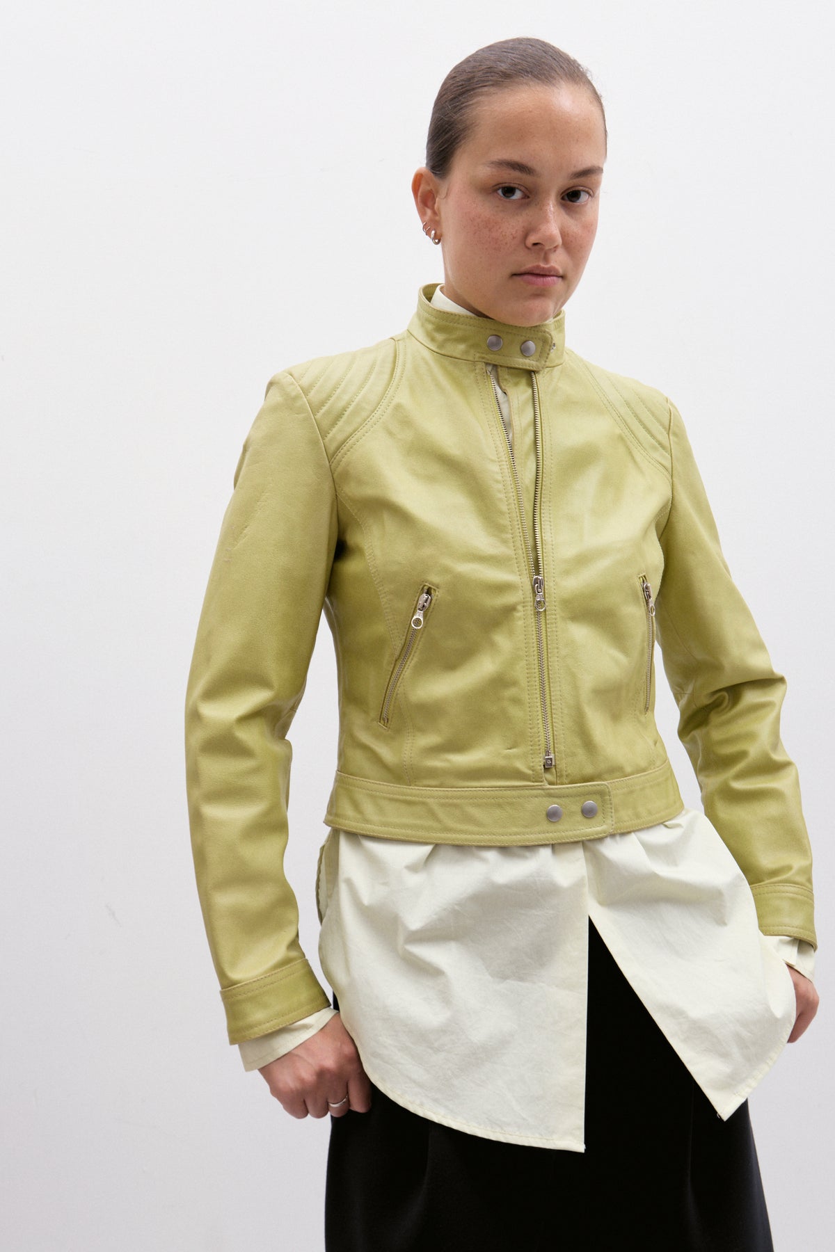 THE PISTACHIO LEATHER JACKET (XS/S) - ENSO Vintage