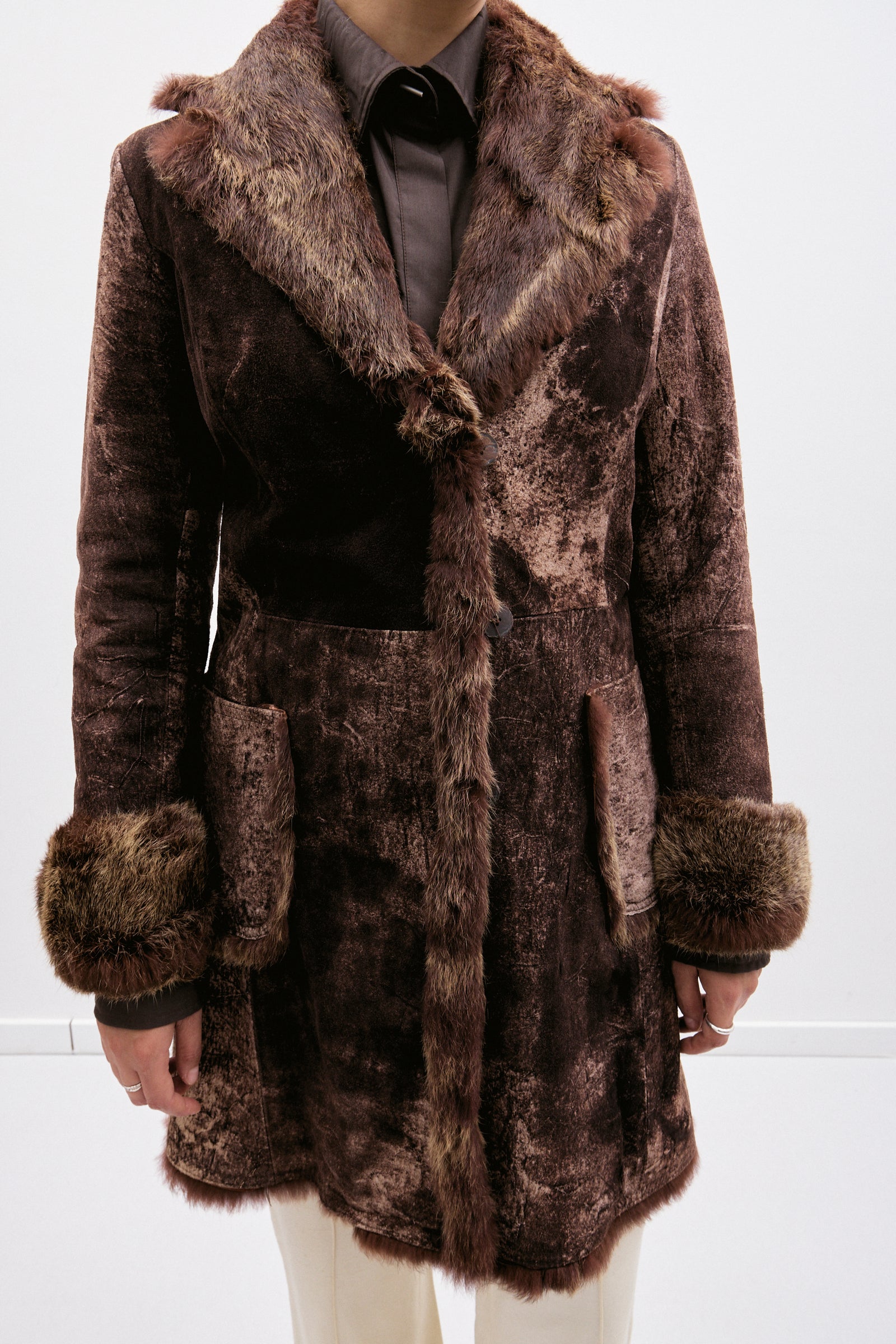 THE BROWN FUR-TRIM COAT (XS/S) - ENSO Vintage