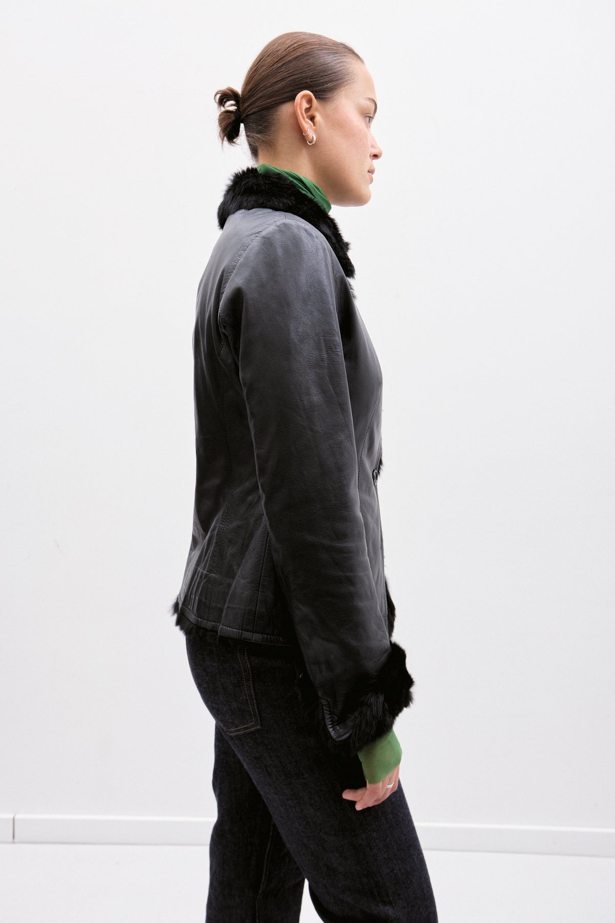 THE FUR-TRIM LEATHER JACKET (XS/S) - ENSO Vintage