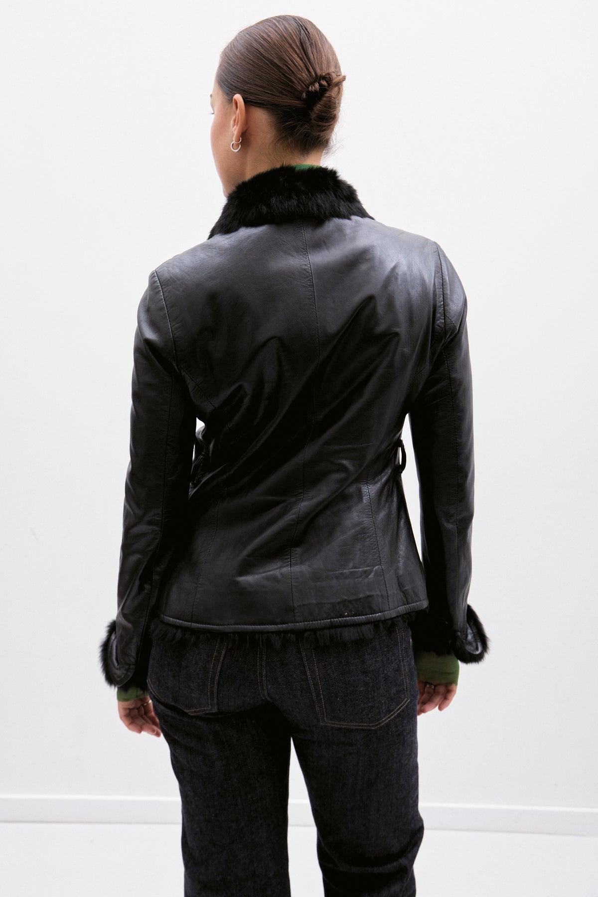 THE FUR-TRIM LEATHER JACKET (XS/S) - ENSO Vintage