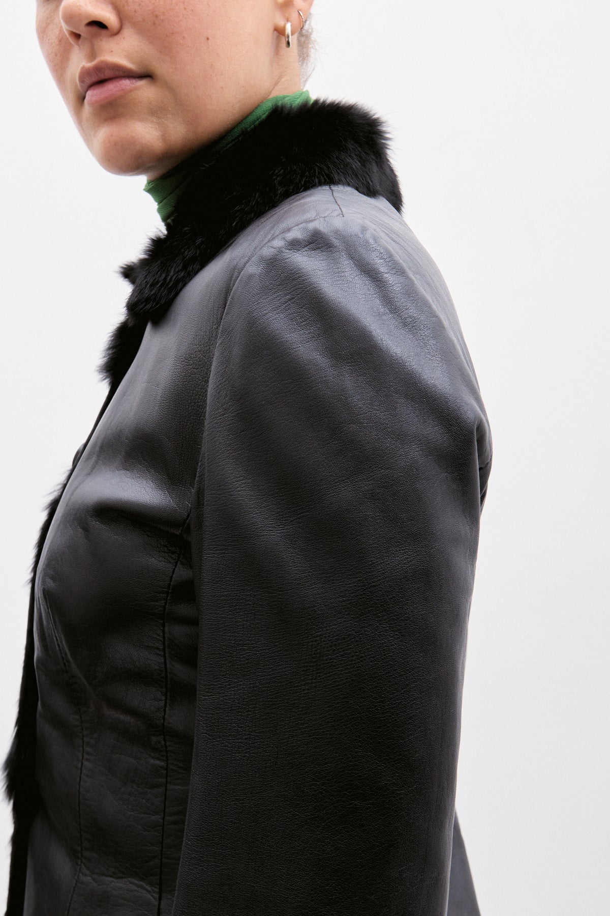 THE FUR-TRIM LEATHER JACKET (XS/S) - ENSO Vintage