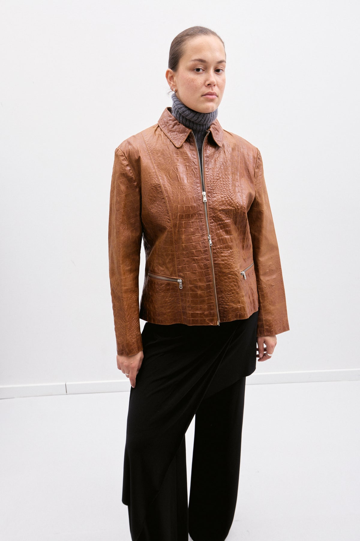 THE CROCO LEATHER JACKET (M/L) - ENSO Vintage