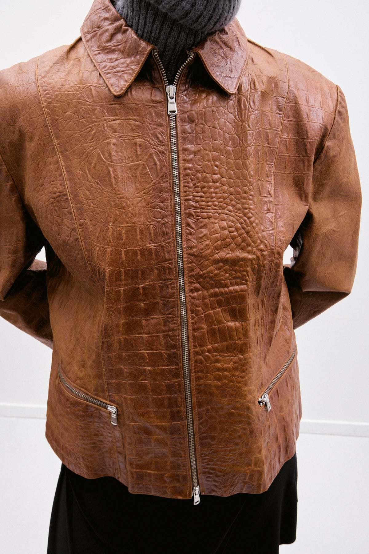 THE CROCO LEATHER JACKET (M/L) - ENSO Vintage