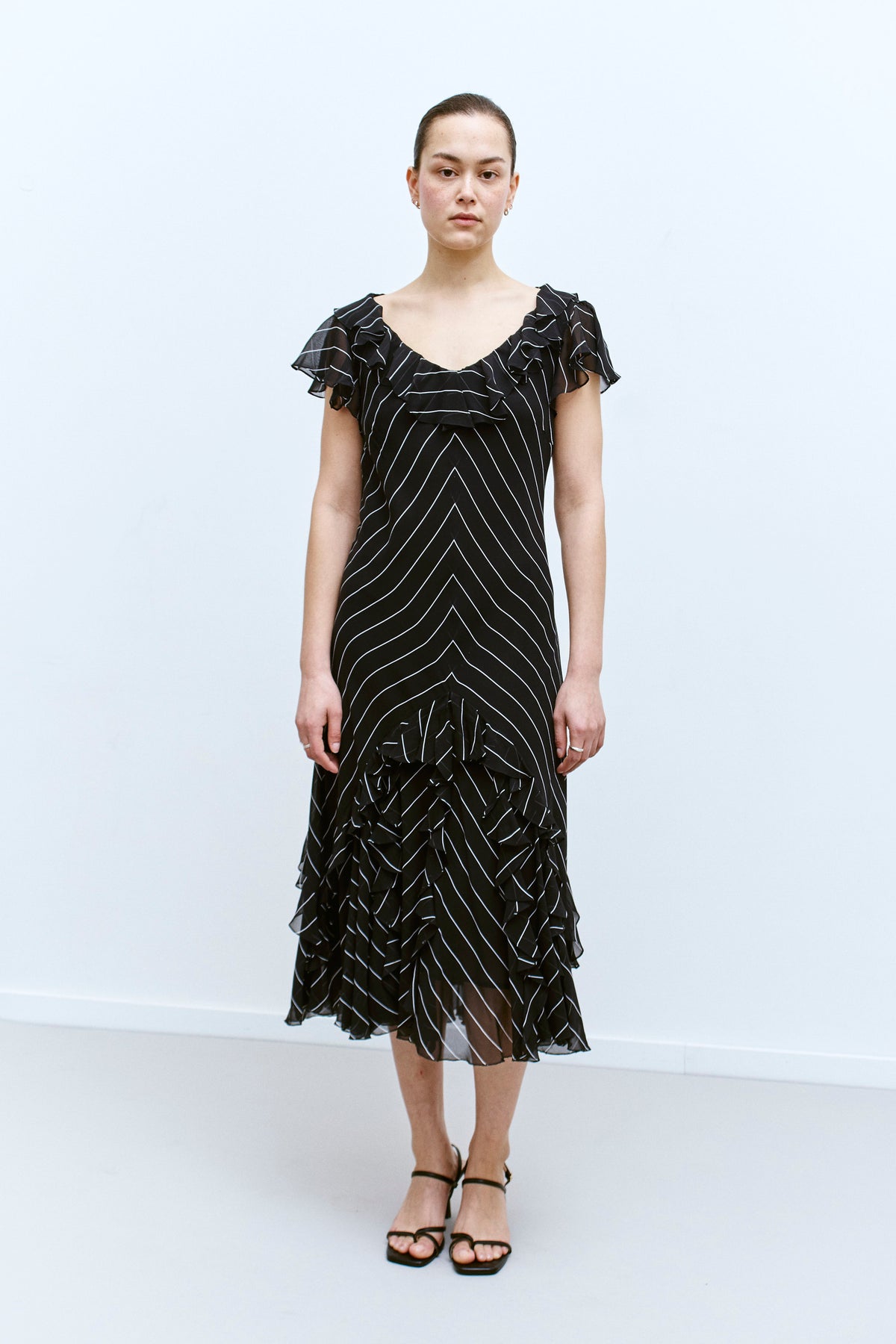 THE RUFFLED MIDI DRESS (S/M) - ENSO Vintage