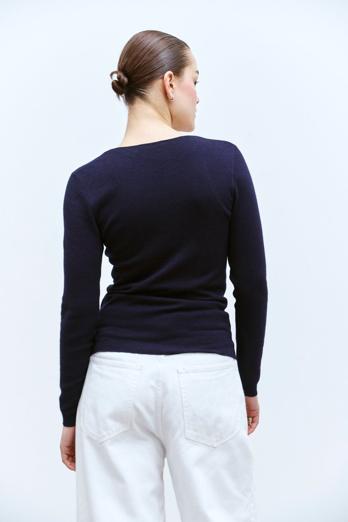 BRUNELLO CUCINELLI NAVY CASHMERE TOP (S/M) - ENSO Vintage