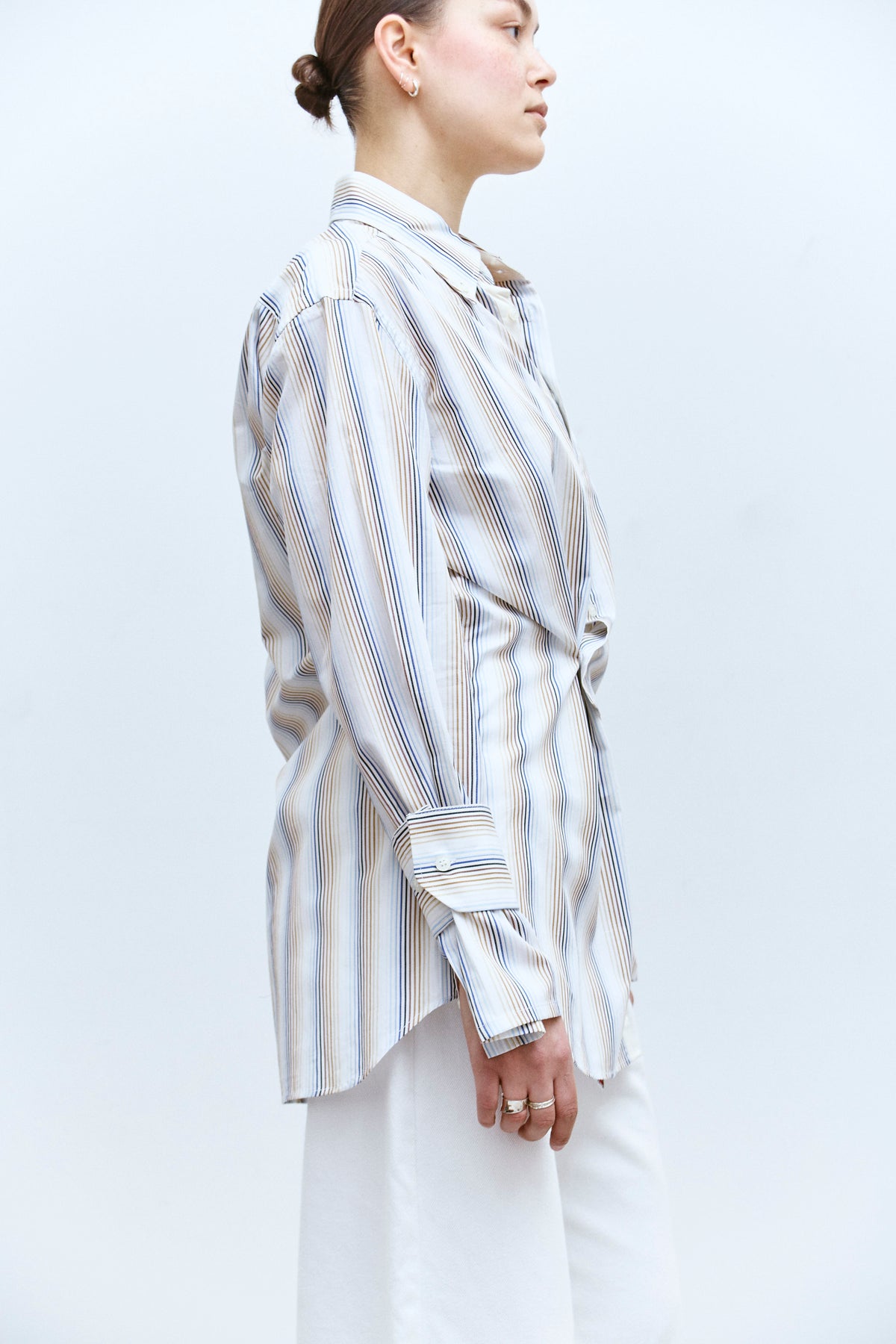 UPCYCLED WRAP CUFF SHIRT - STRIPES (XS/S) - ENSO Vintage