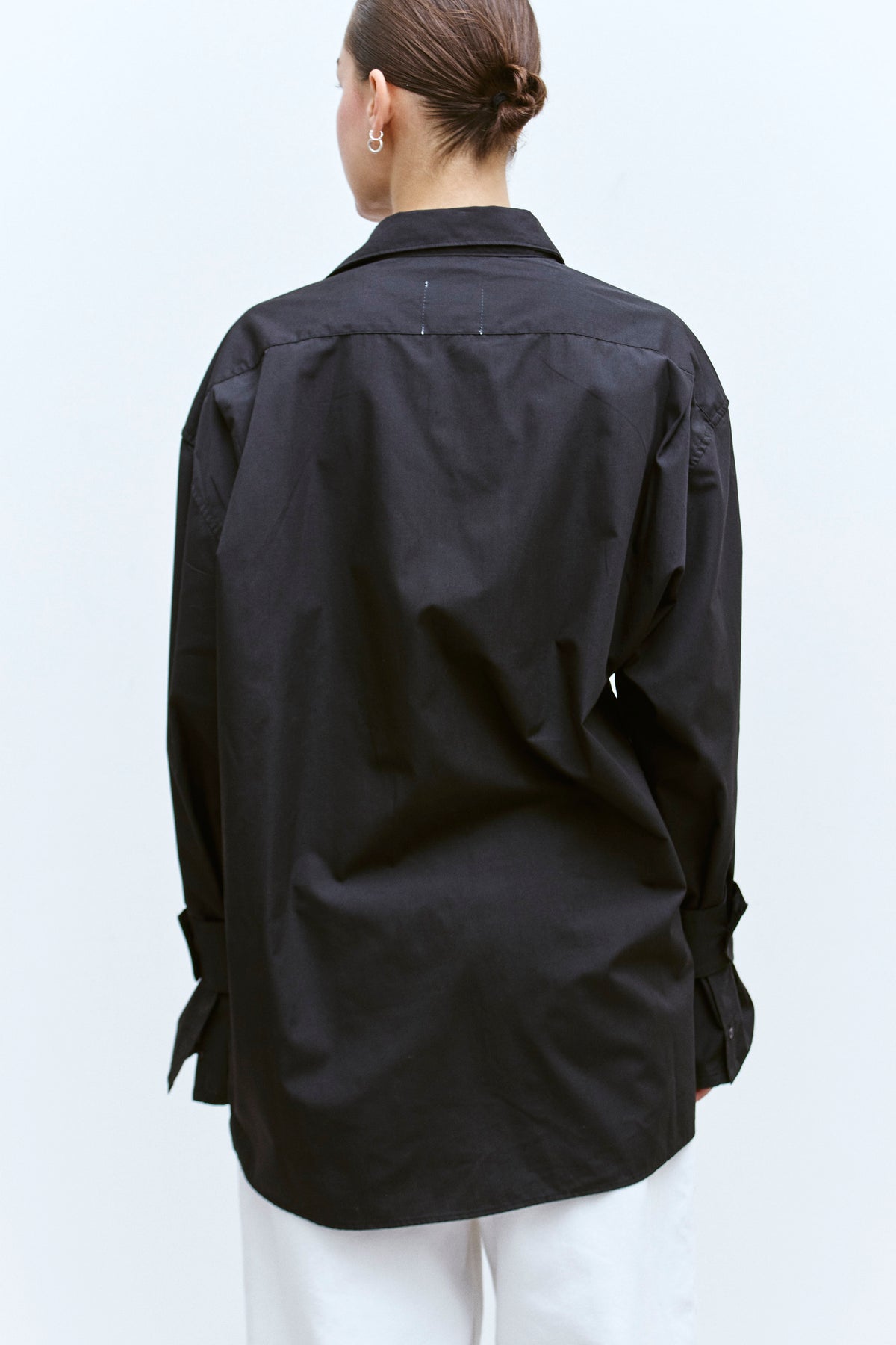 UPCYCLED WRAP CUFF SHIRT - BLACK (M/L) - ENSO Vintage