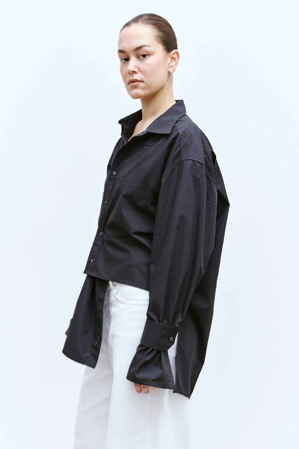 UPCYCLED WRAP CUFF SHIRT - BLACK (M/L) - ENSO Vintage